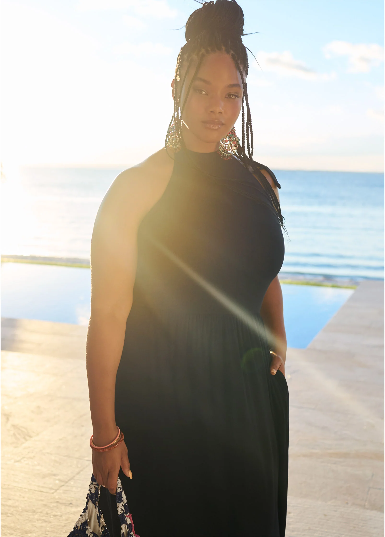 High Neck Maxi Dress - Black