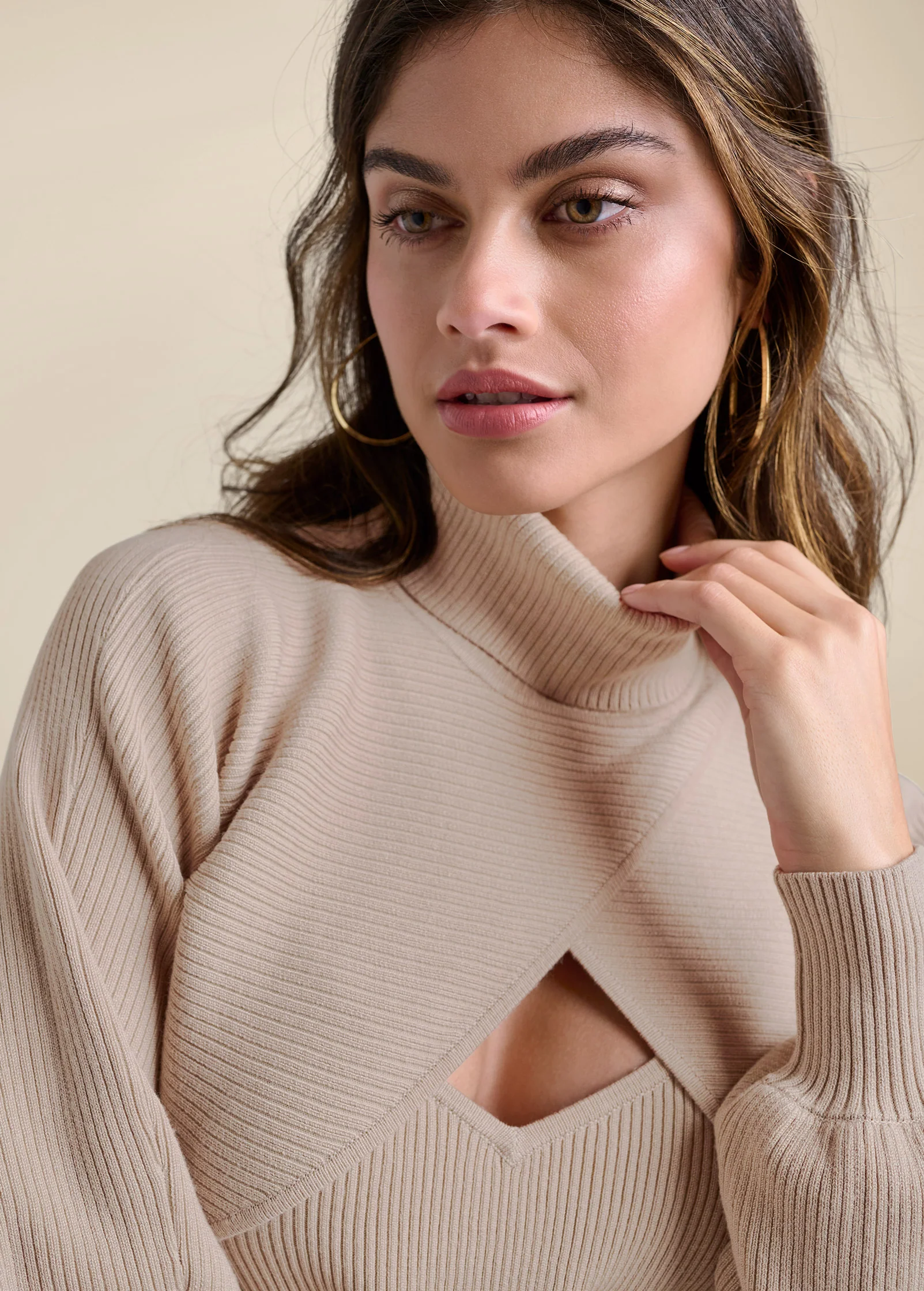 Shrug detail sweater dress  - Taupe
