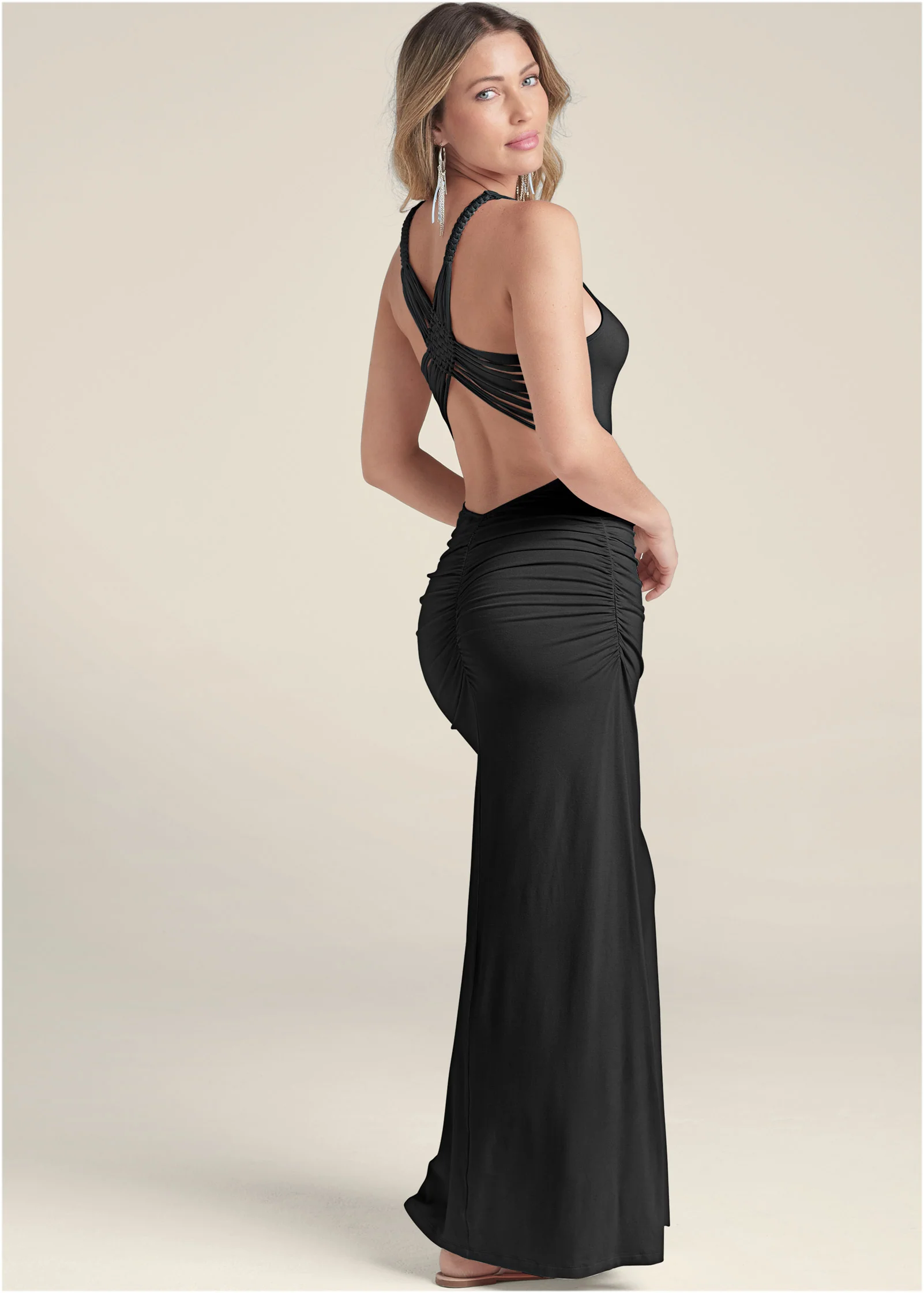 Strappy back maxi dress - Black