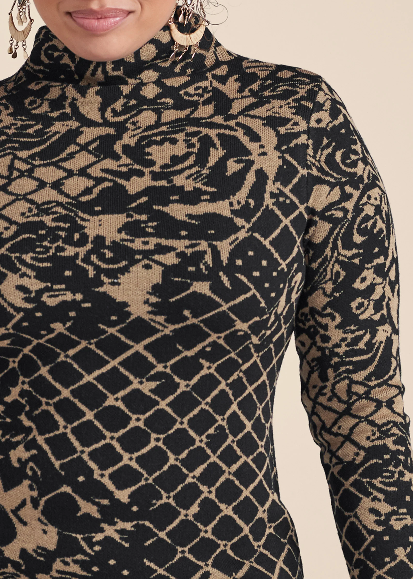 Bodycon sweater dress - Black Multi