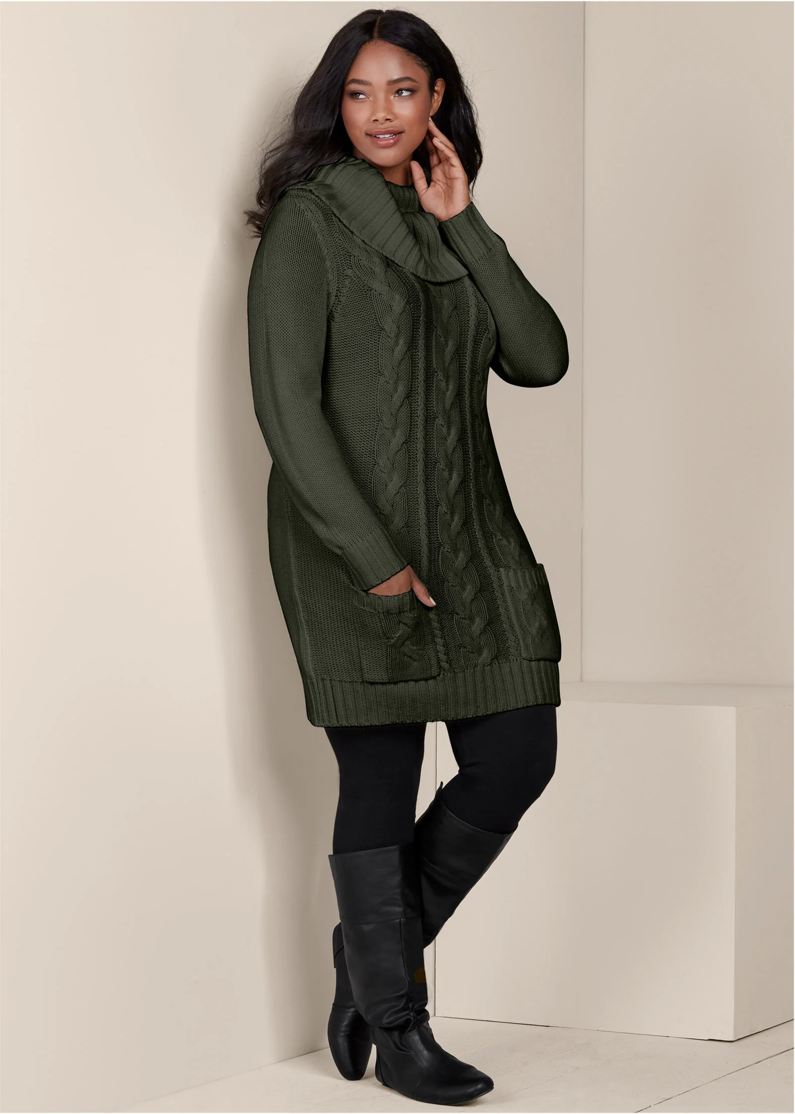 Cozy sweater dress - Olive