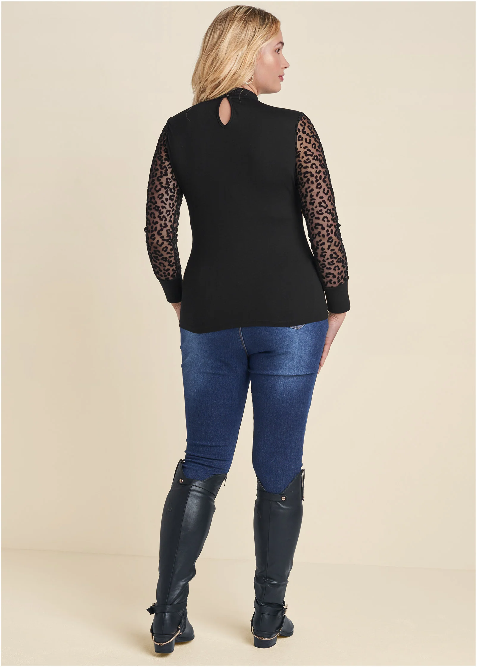 Mesh detail top - Black