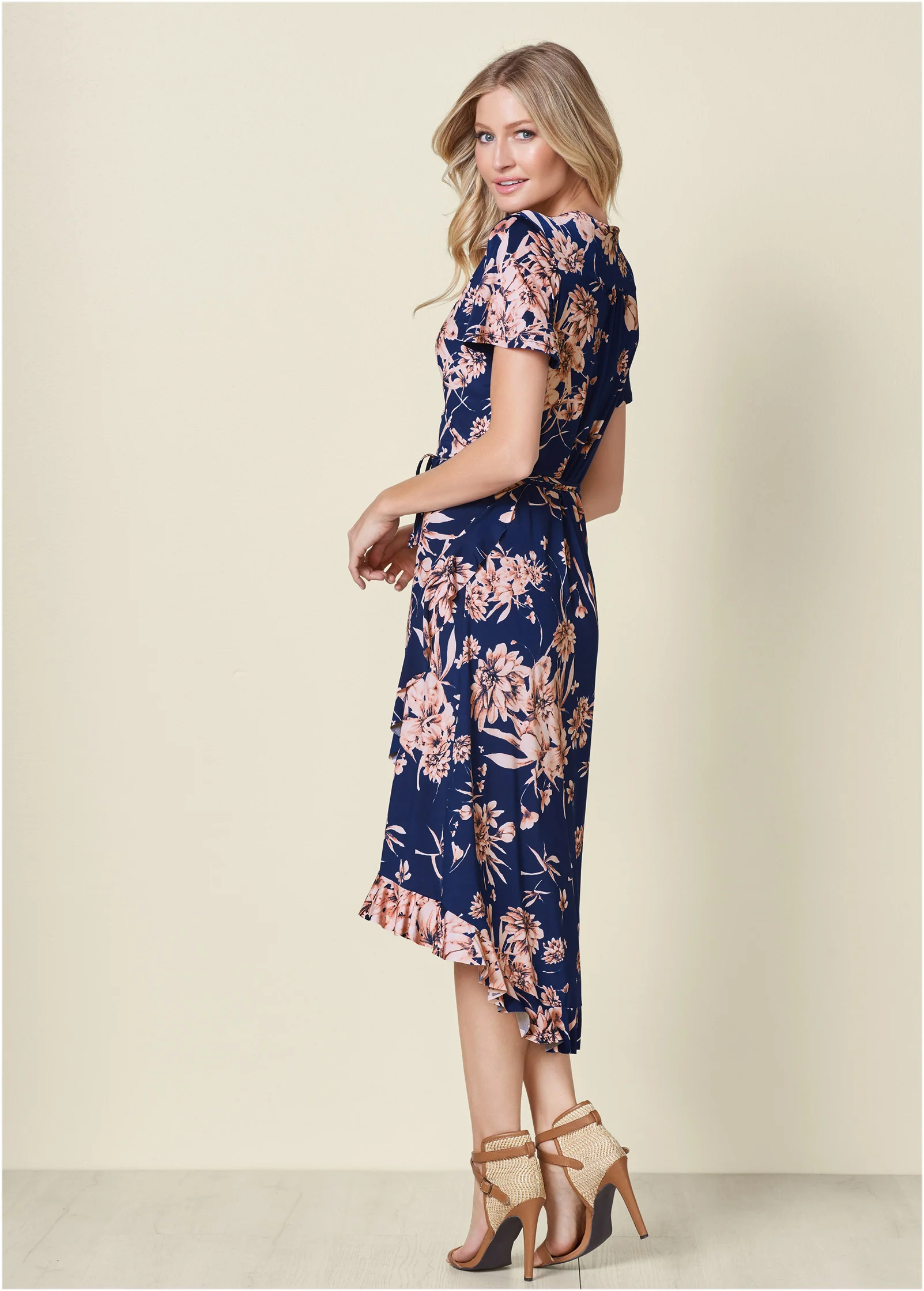 Floral print wrap dress - Navy Multi