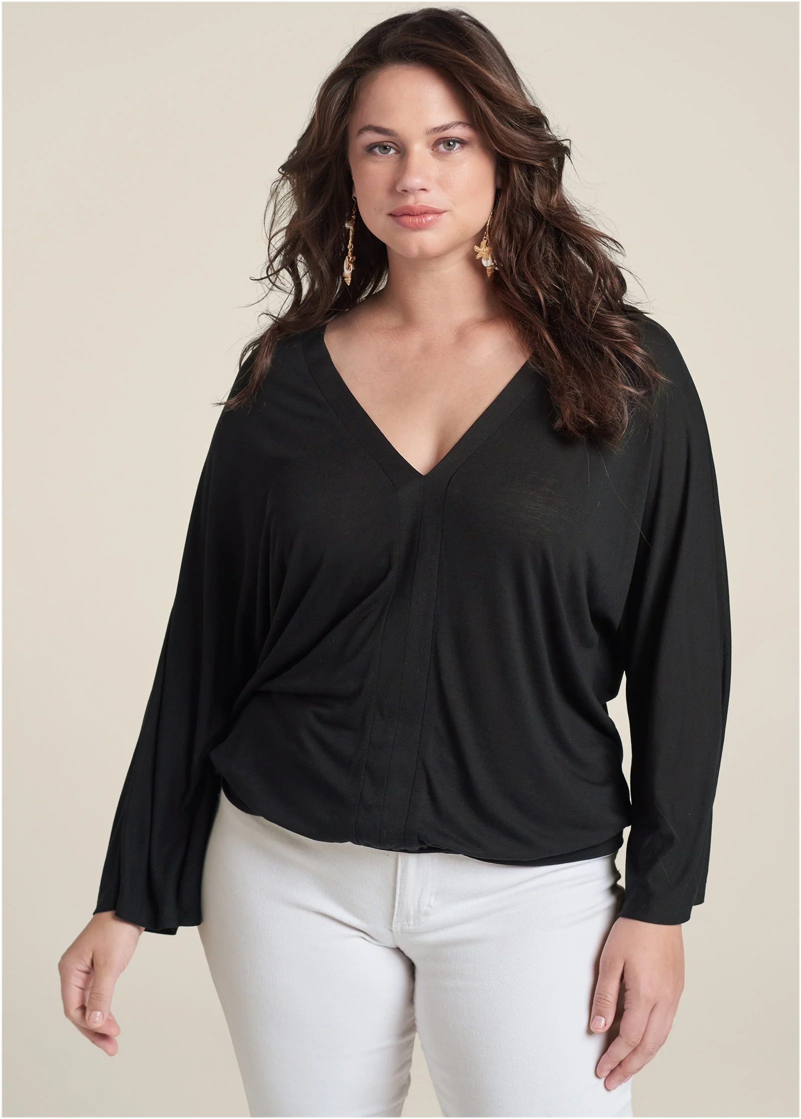 Banded hem top - Black
