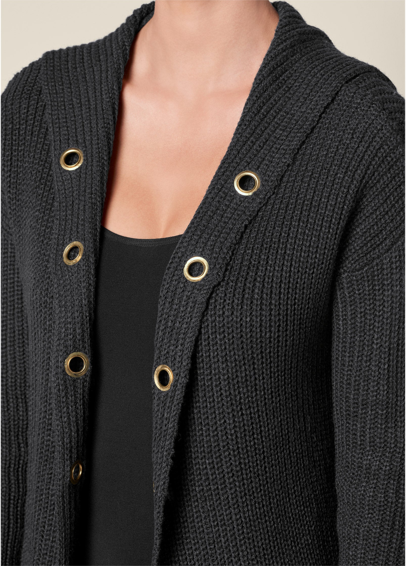 Grommet detail duster - Black