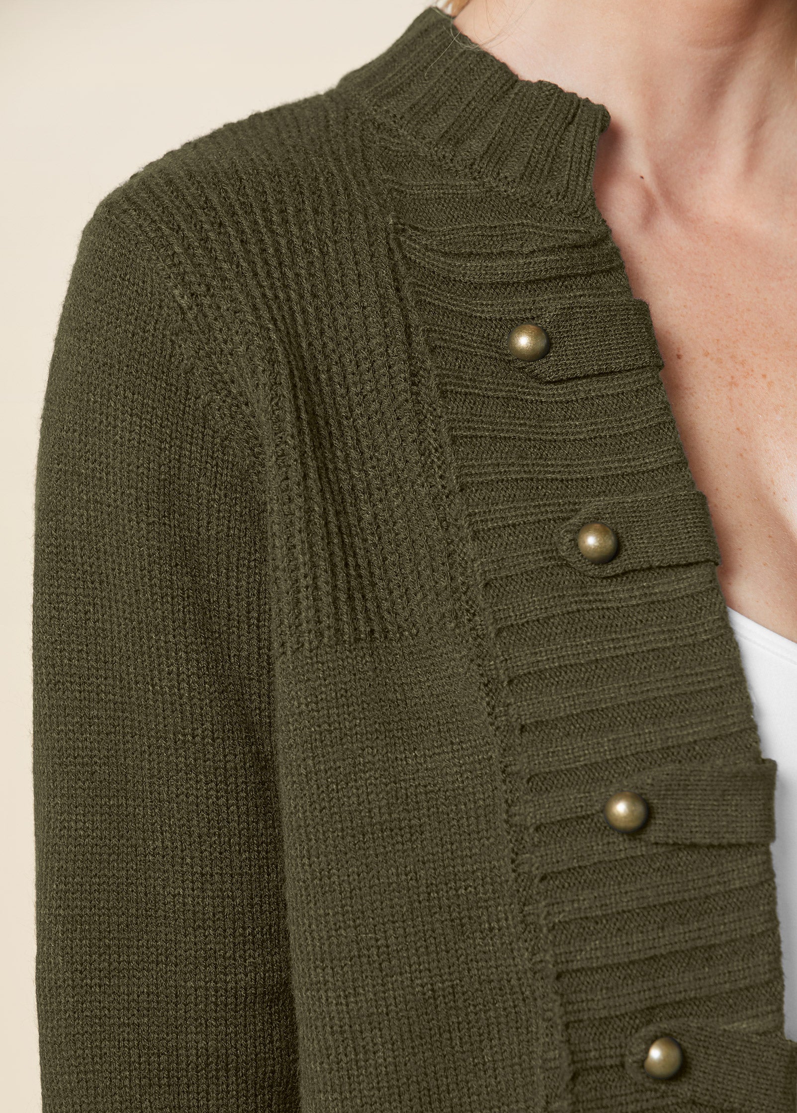 Tab button detail cardigan - Olive