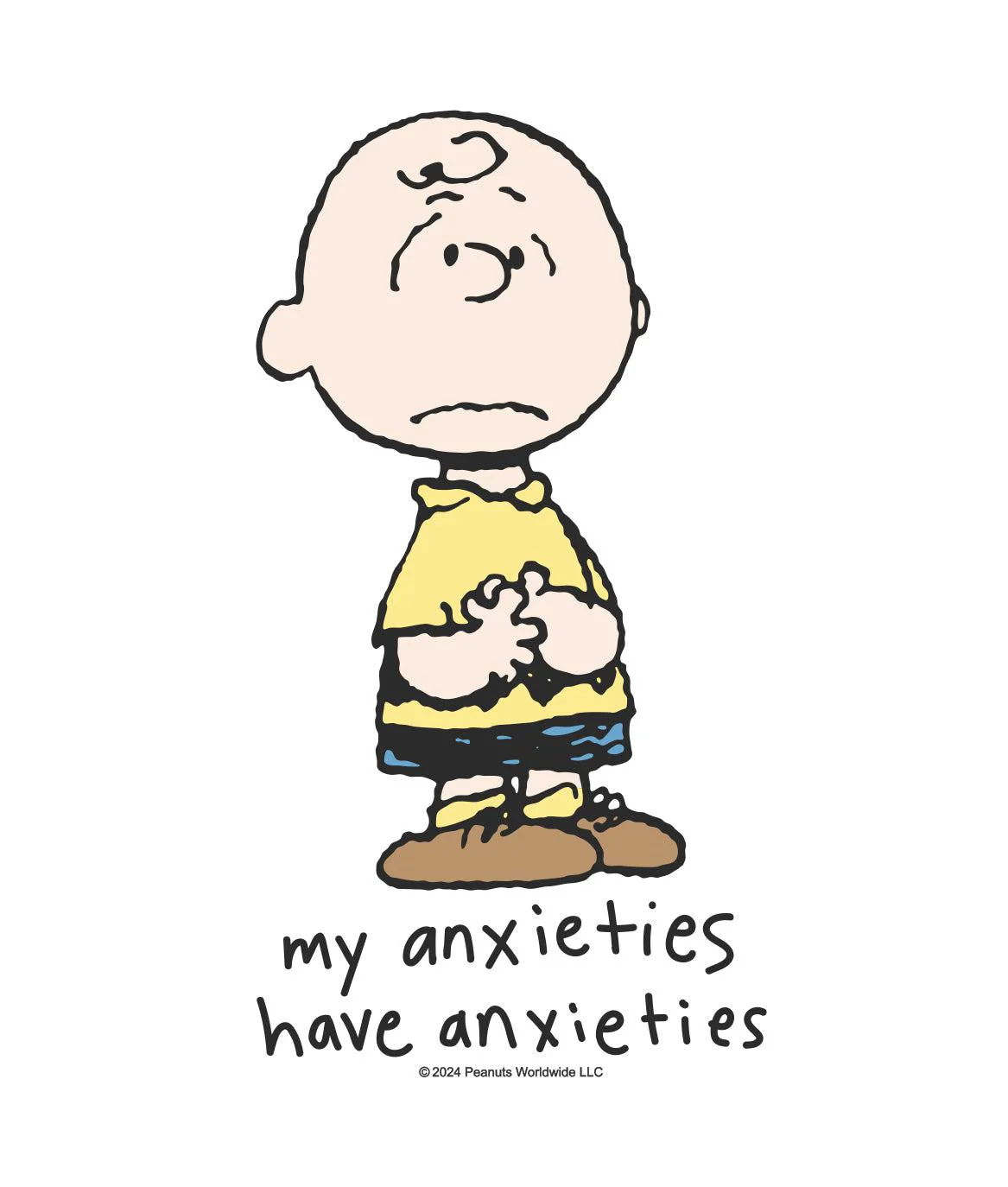 Peanuts Charlie Brown Anxieties Mens T-Shirt