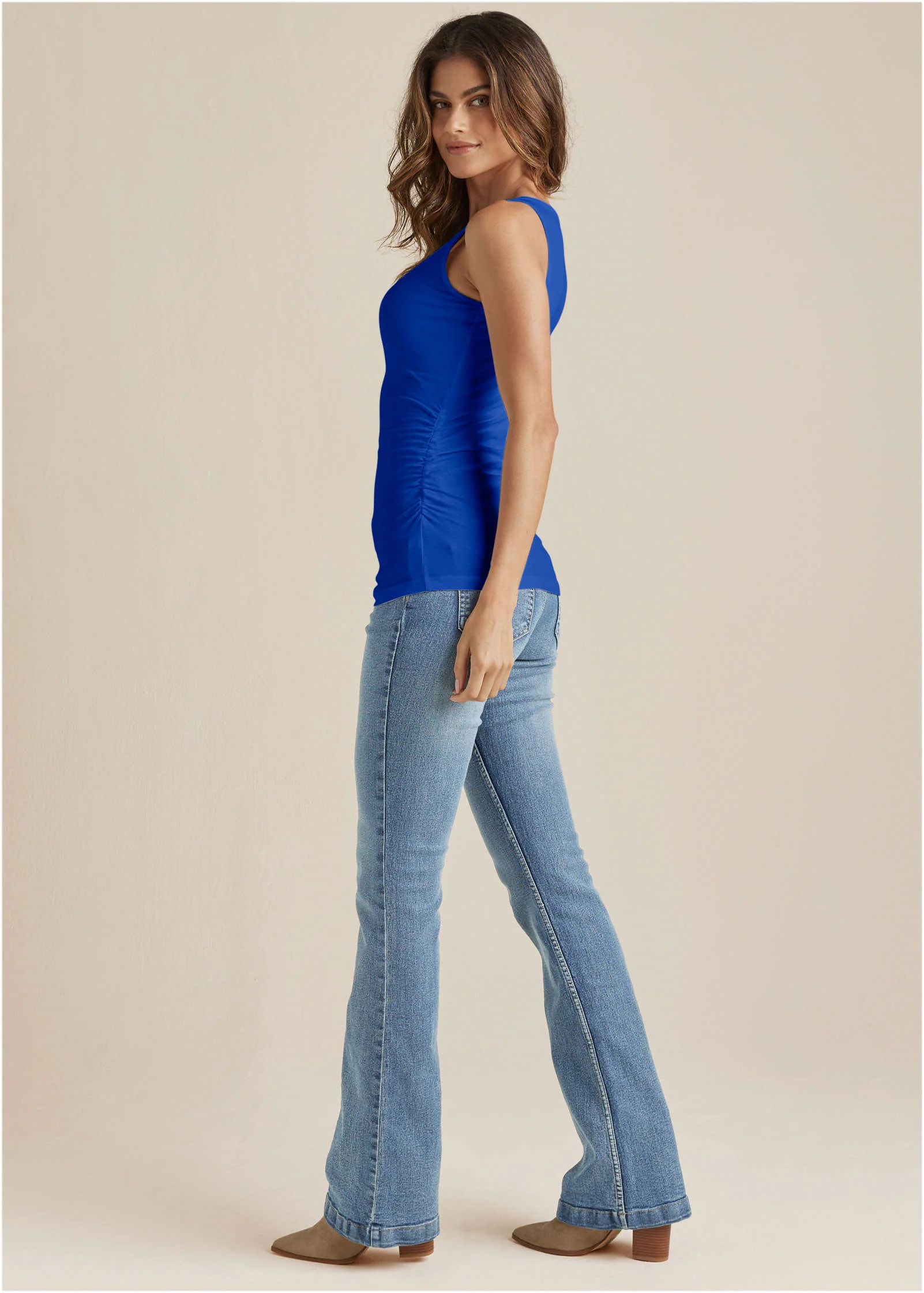 Square neck tank top - Blue