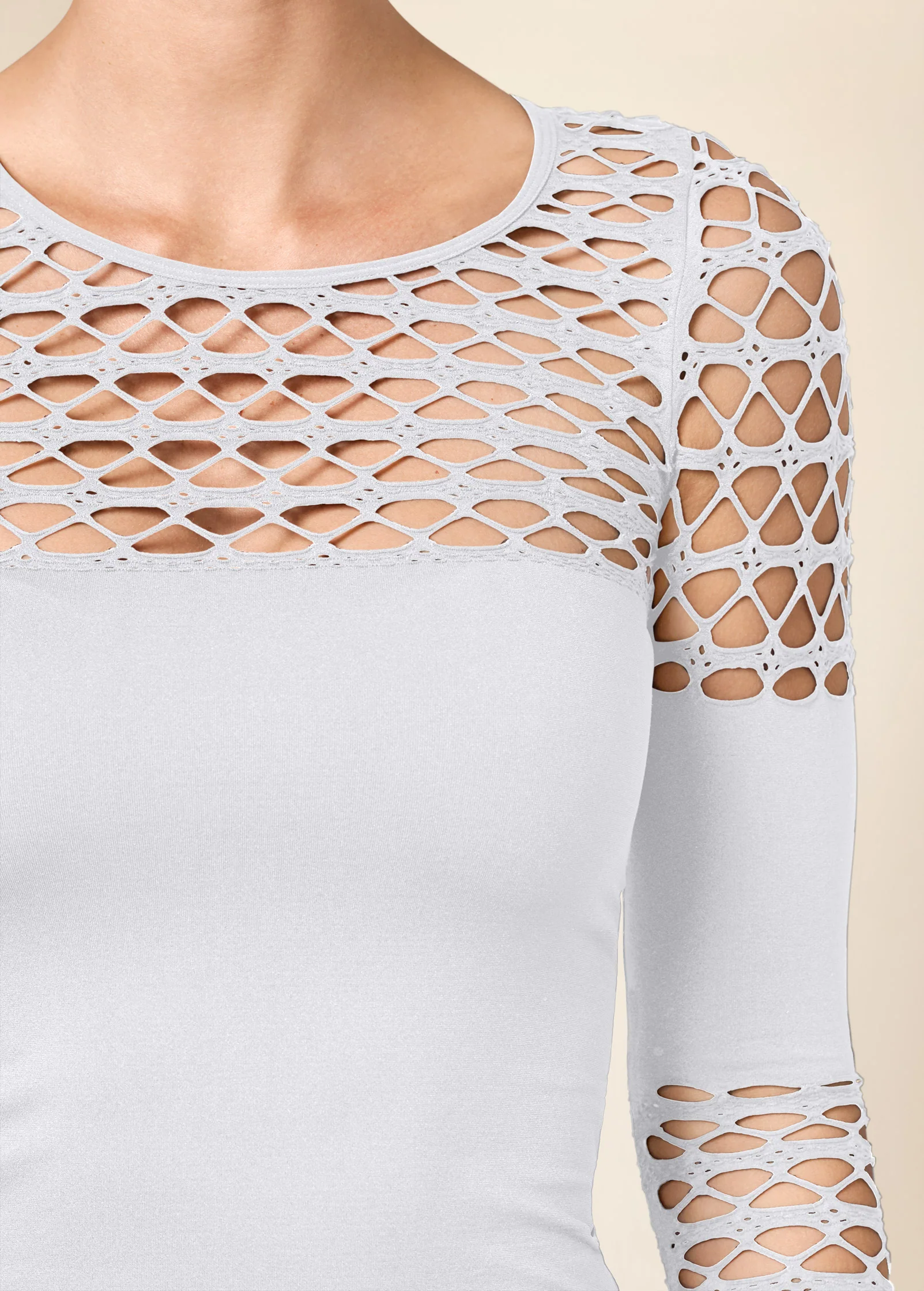 Seamless fitted cutout top - White