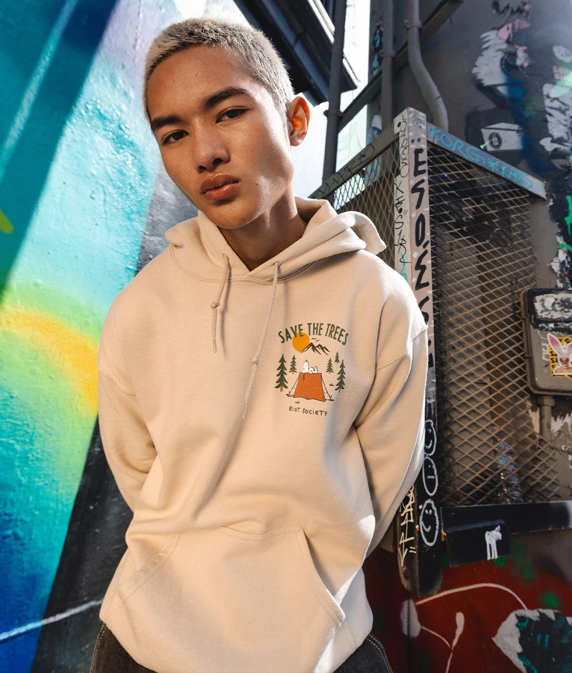 Peanuts Snoopy Save the Trees Mens Hoodie