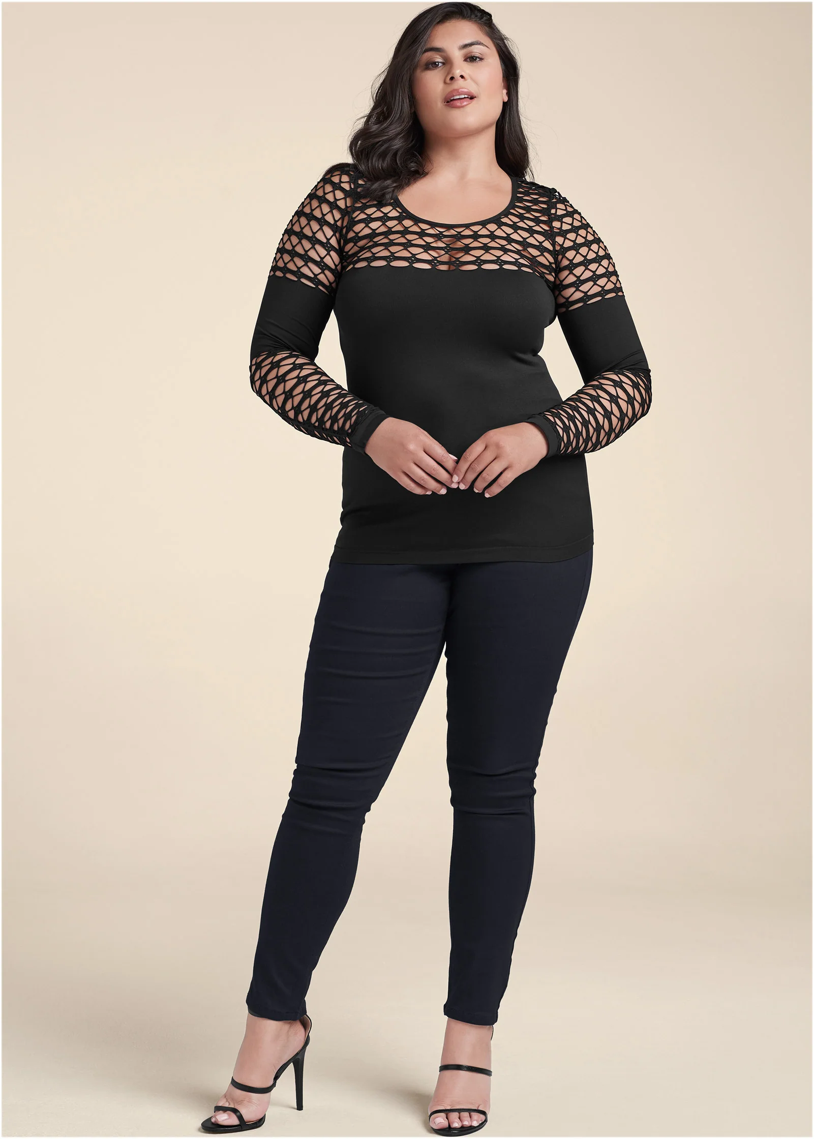 Seamless fitted cutout top - Black