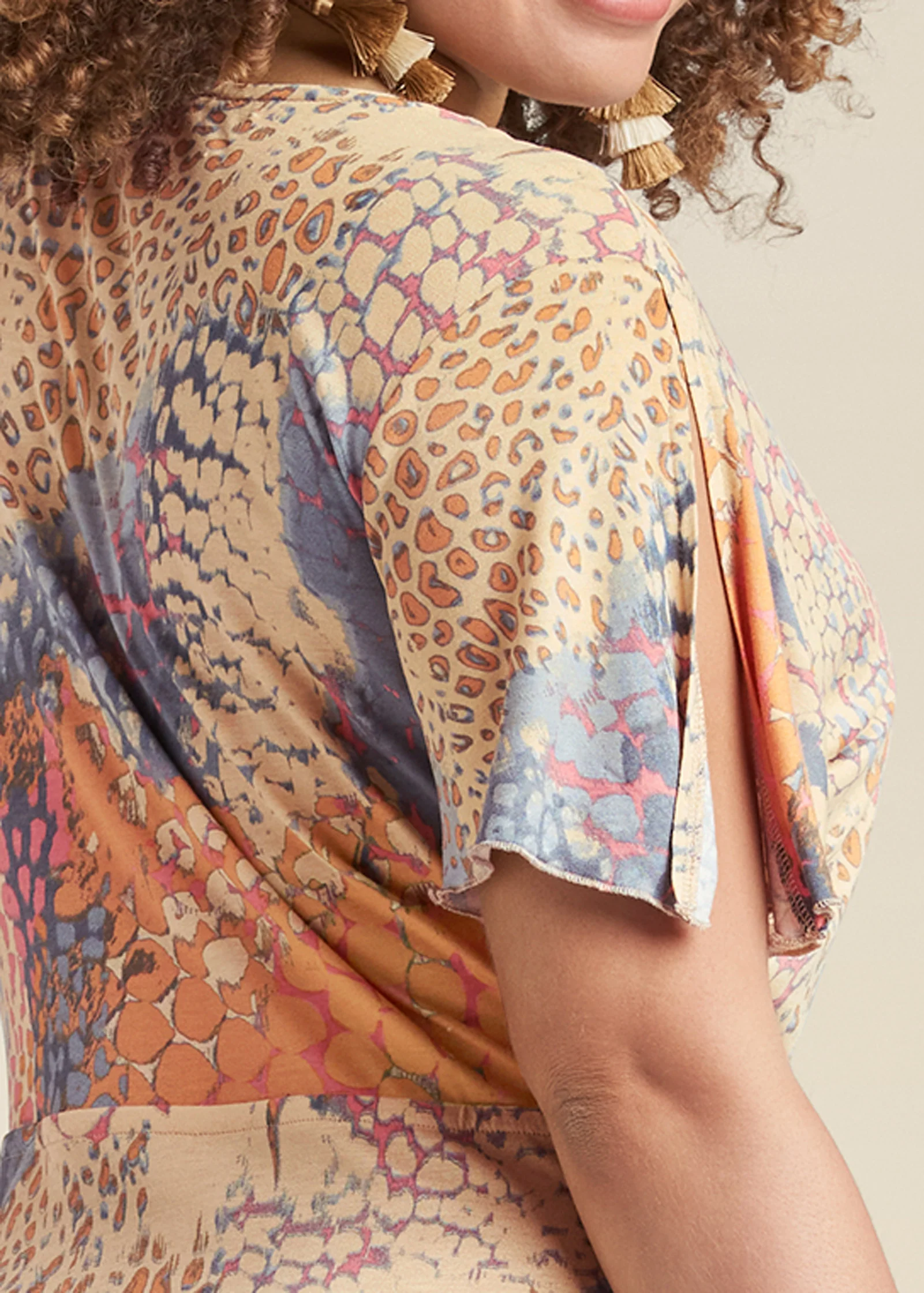 Surplice maxi dress  - Orange Multi