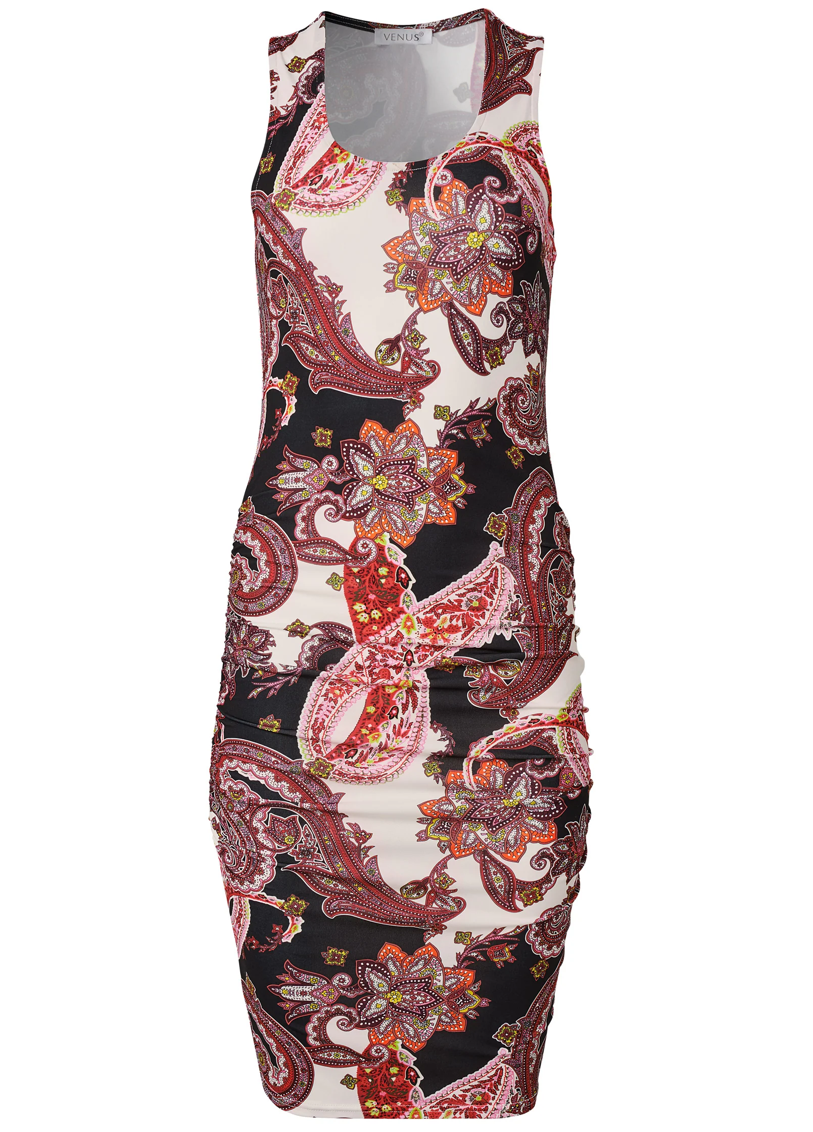 Ruched print tank dress - Brown Multi