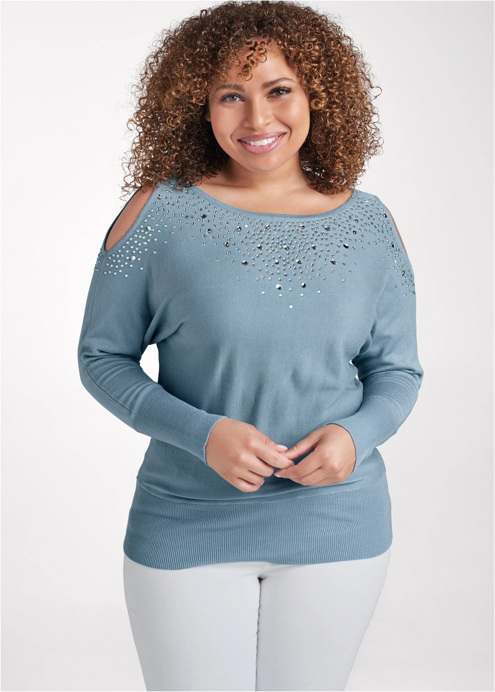 Cold-shoulder sweater - Blue