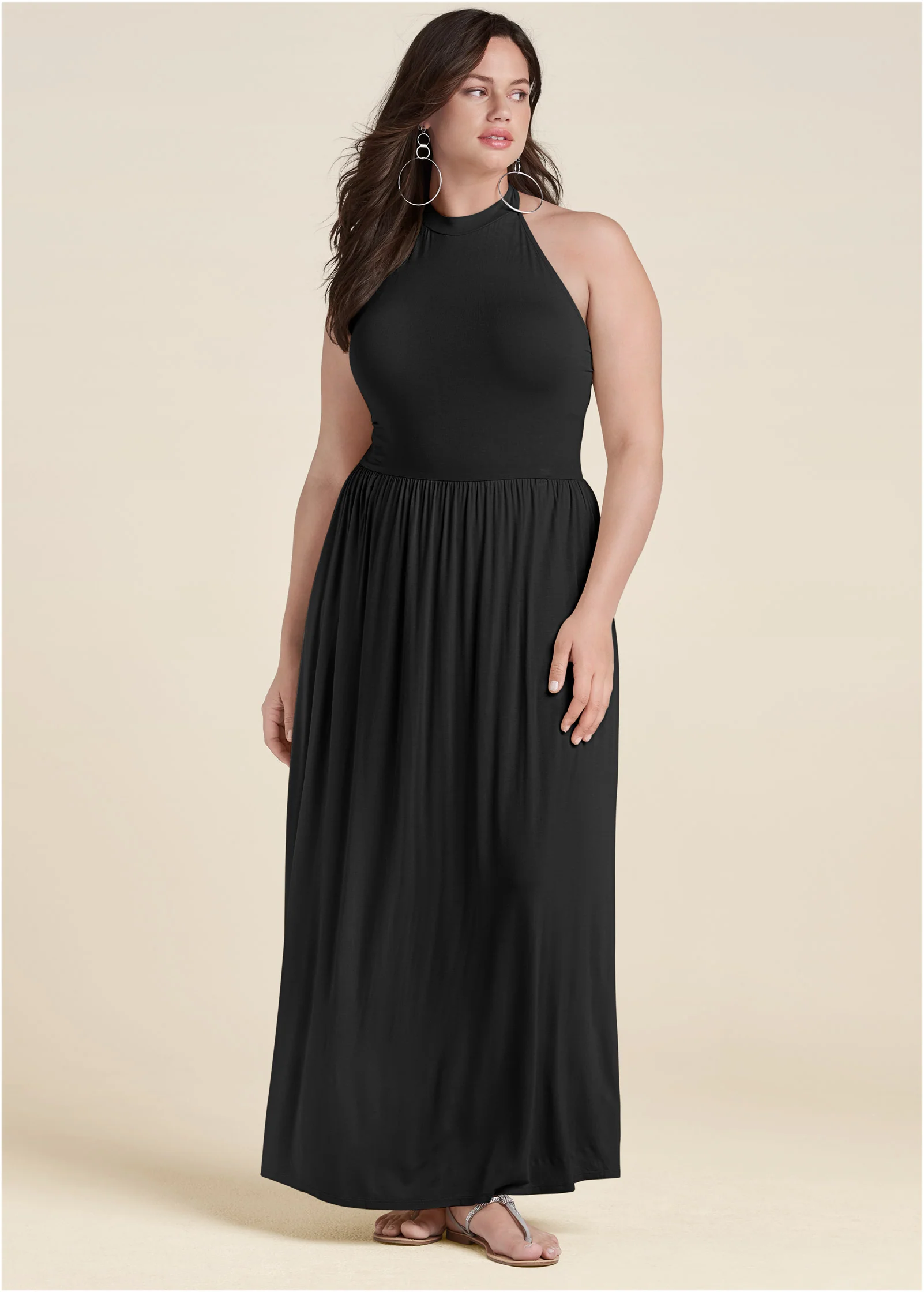 High Neck Maxi Dress - Black