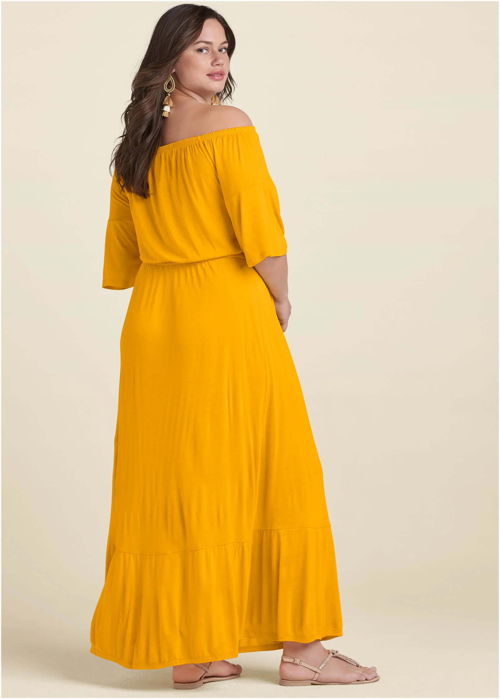 Off-The-Shoulder Maxi Dress - Yellow