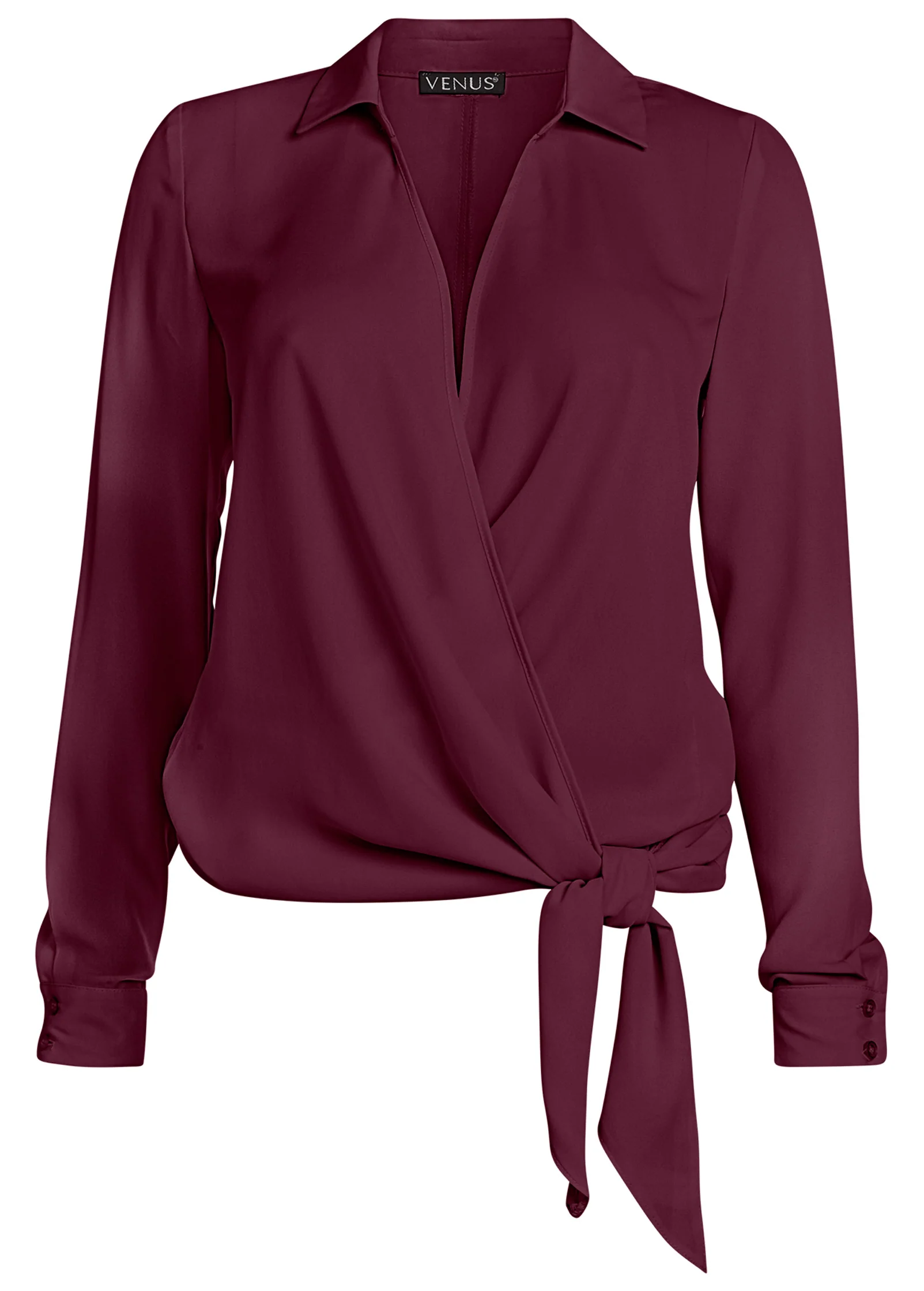 Surplice side tie blouse - Wine