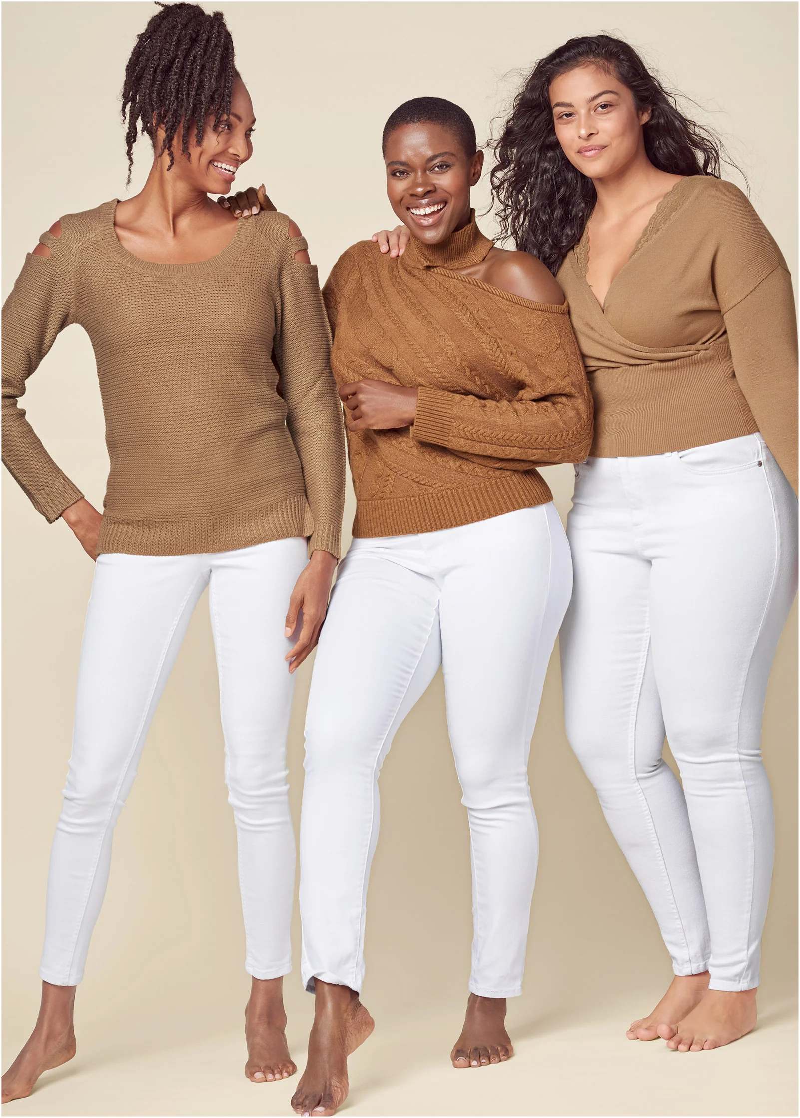 Cutout sleeve sweater - Tan