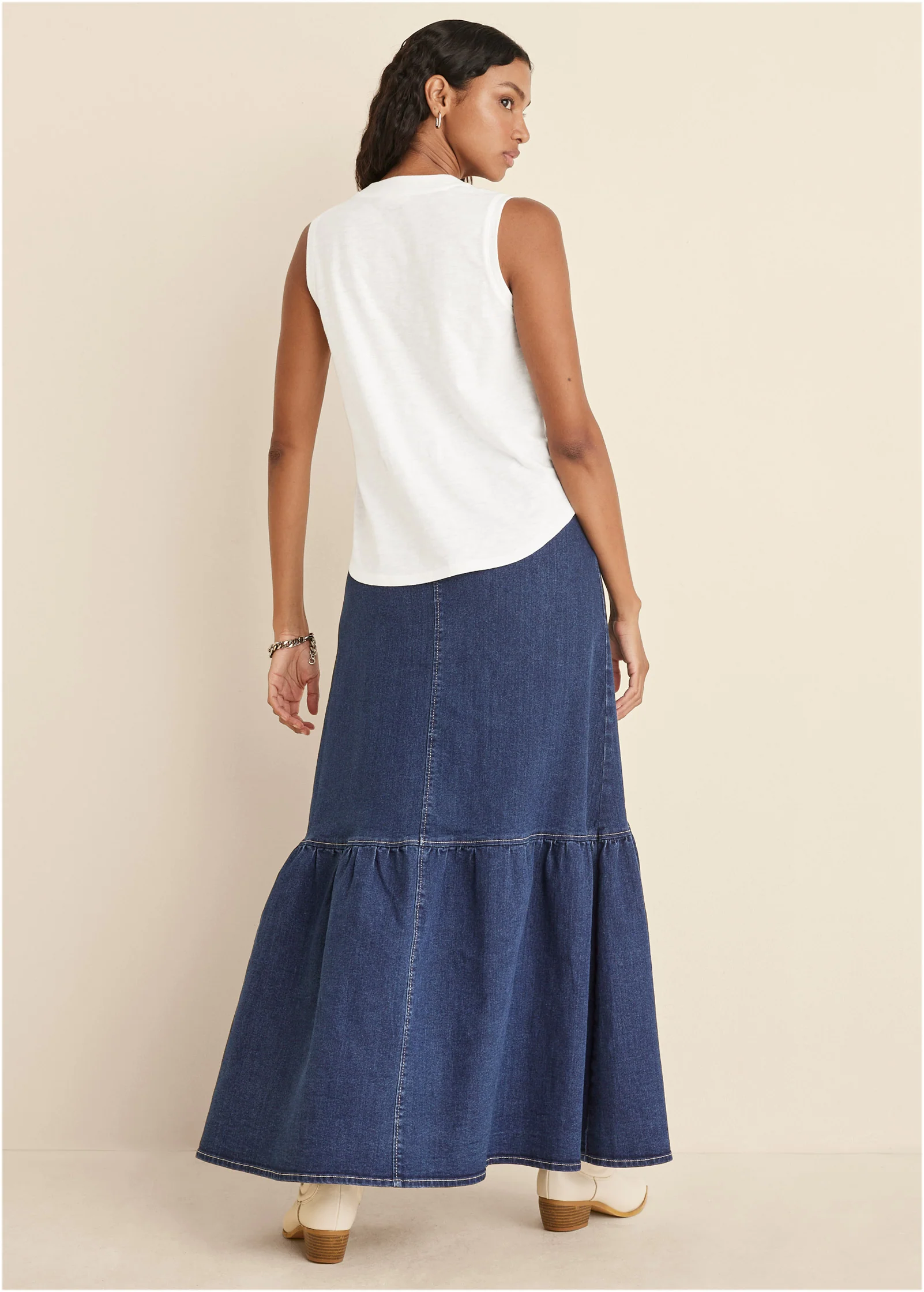 V-Neck shirred tank - Off White