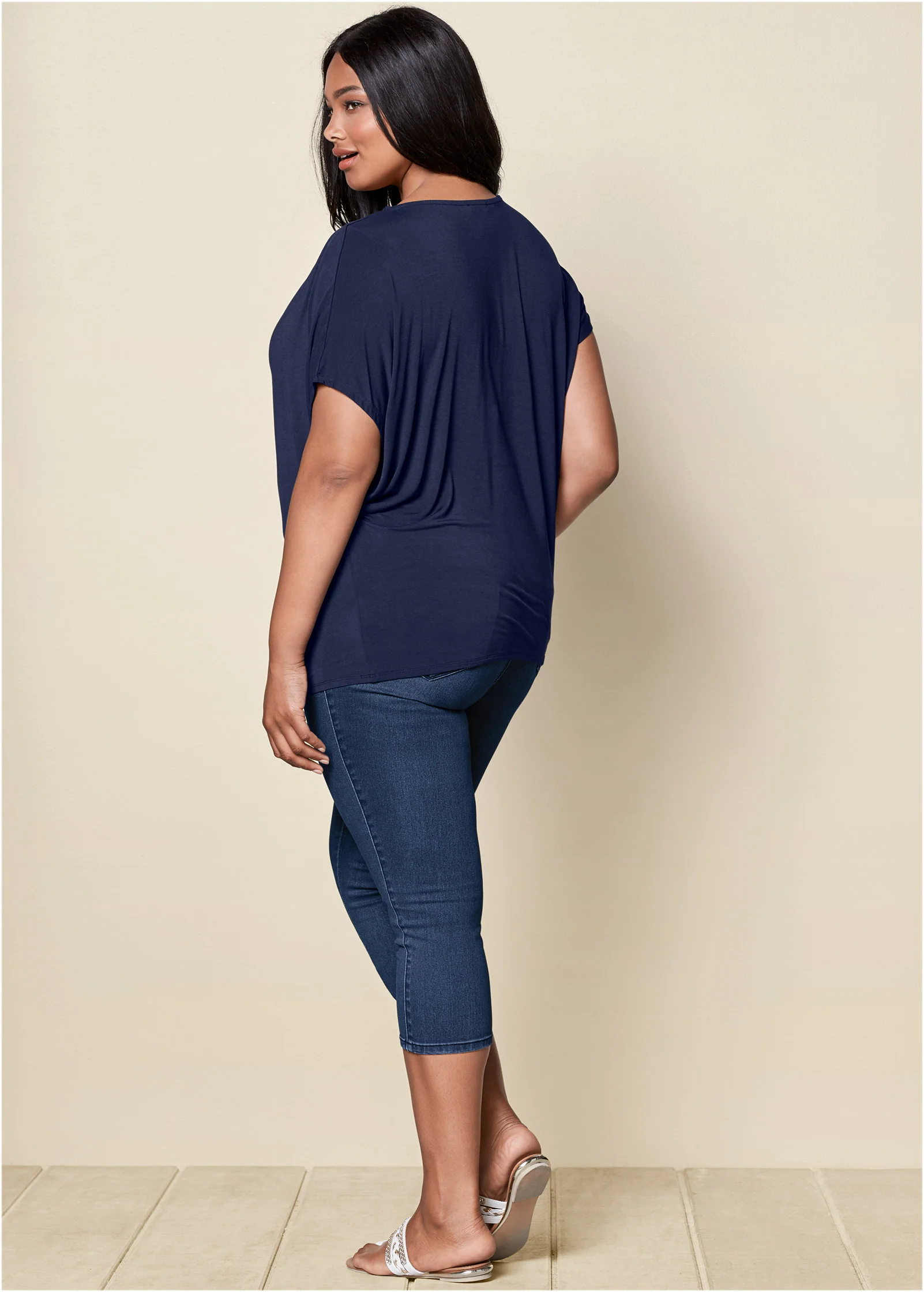 Basic flounce top - Navy