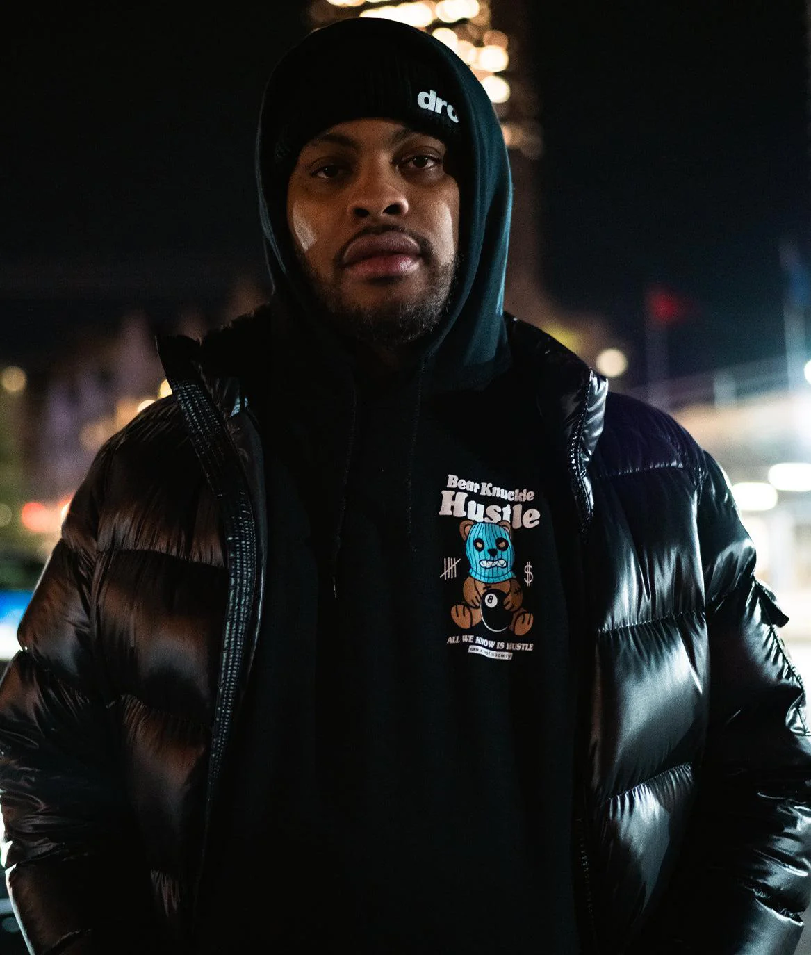 Dro x Riot Society Bear Knuckle Hustle Mens Hoodie