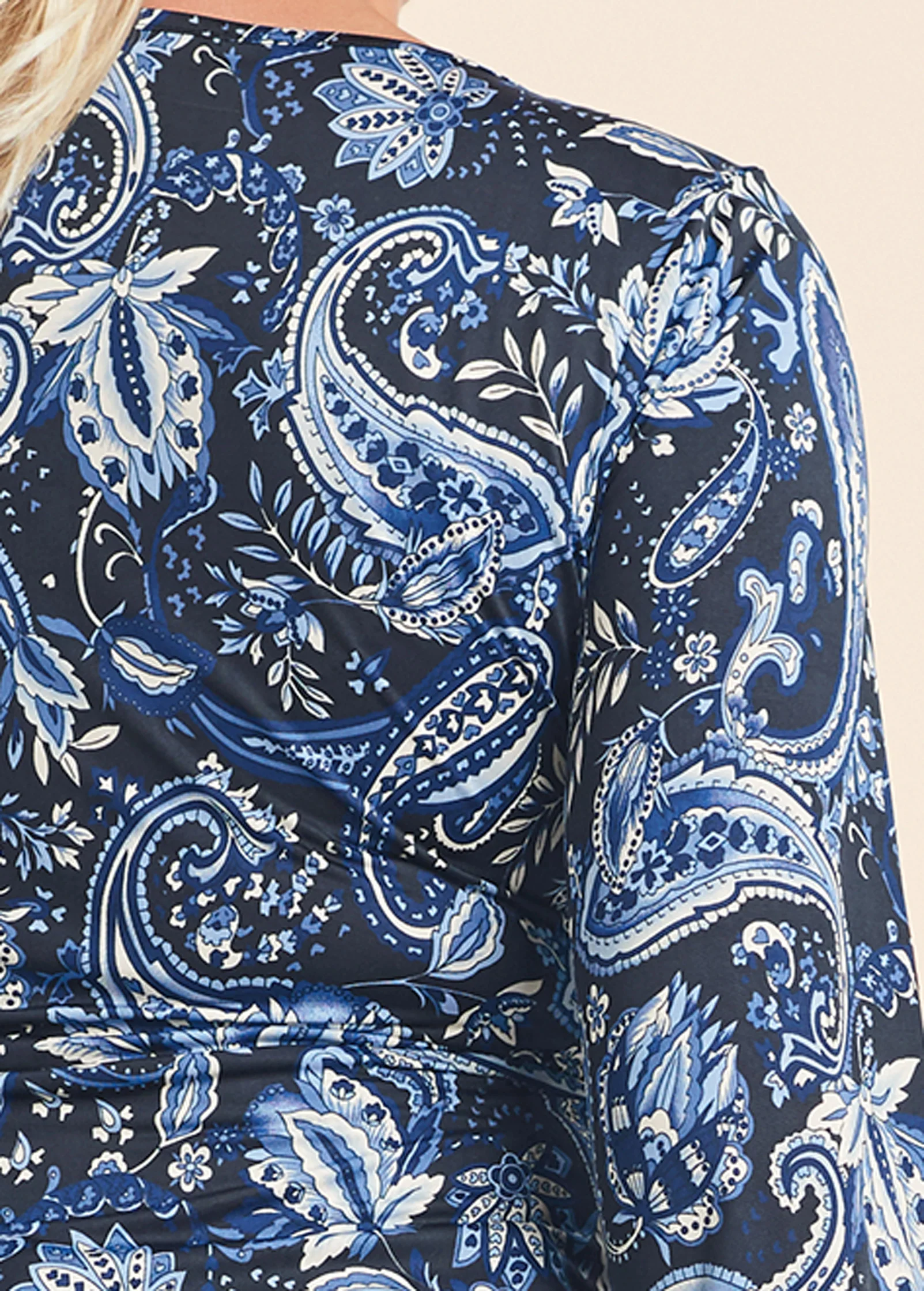 Paisley balloon sleeve top - Blue Multi