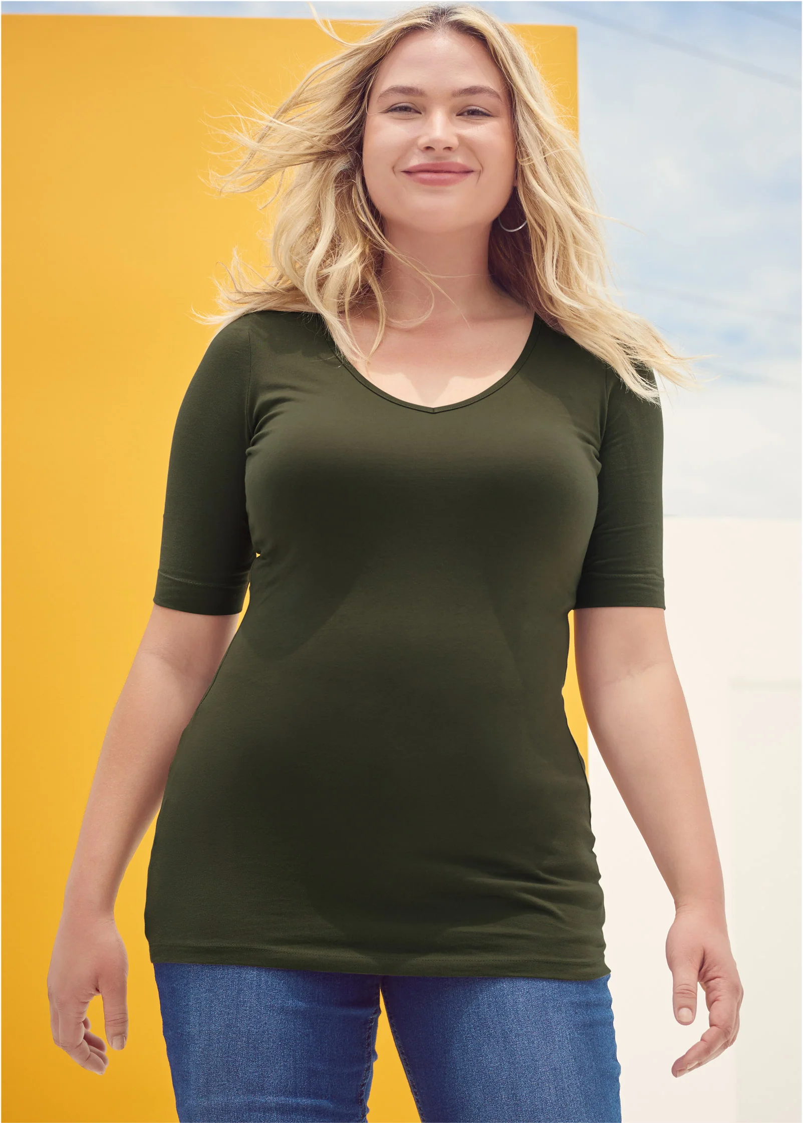 Long and lean tee - Olive