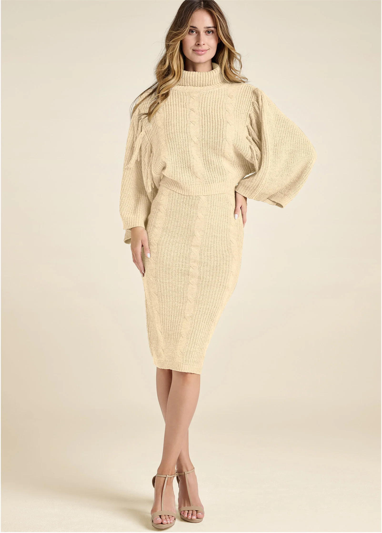Two-piece sweater dress  - Beige