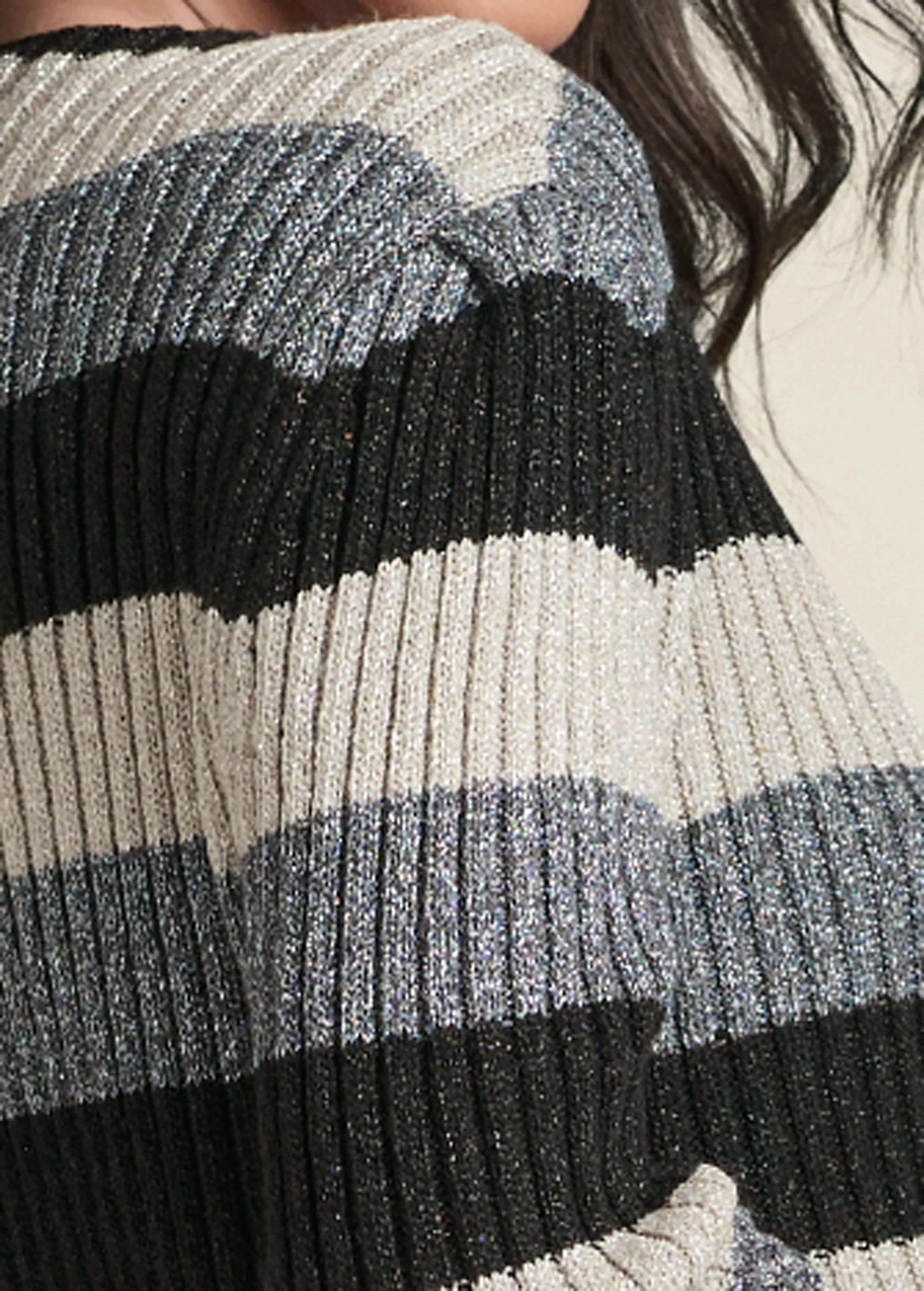 Striped ribbed cardigan - Black Multi