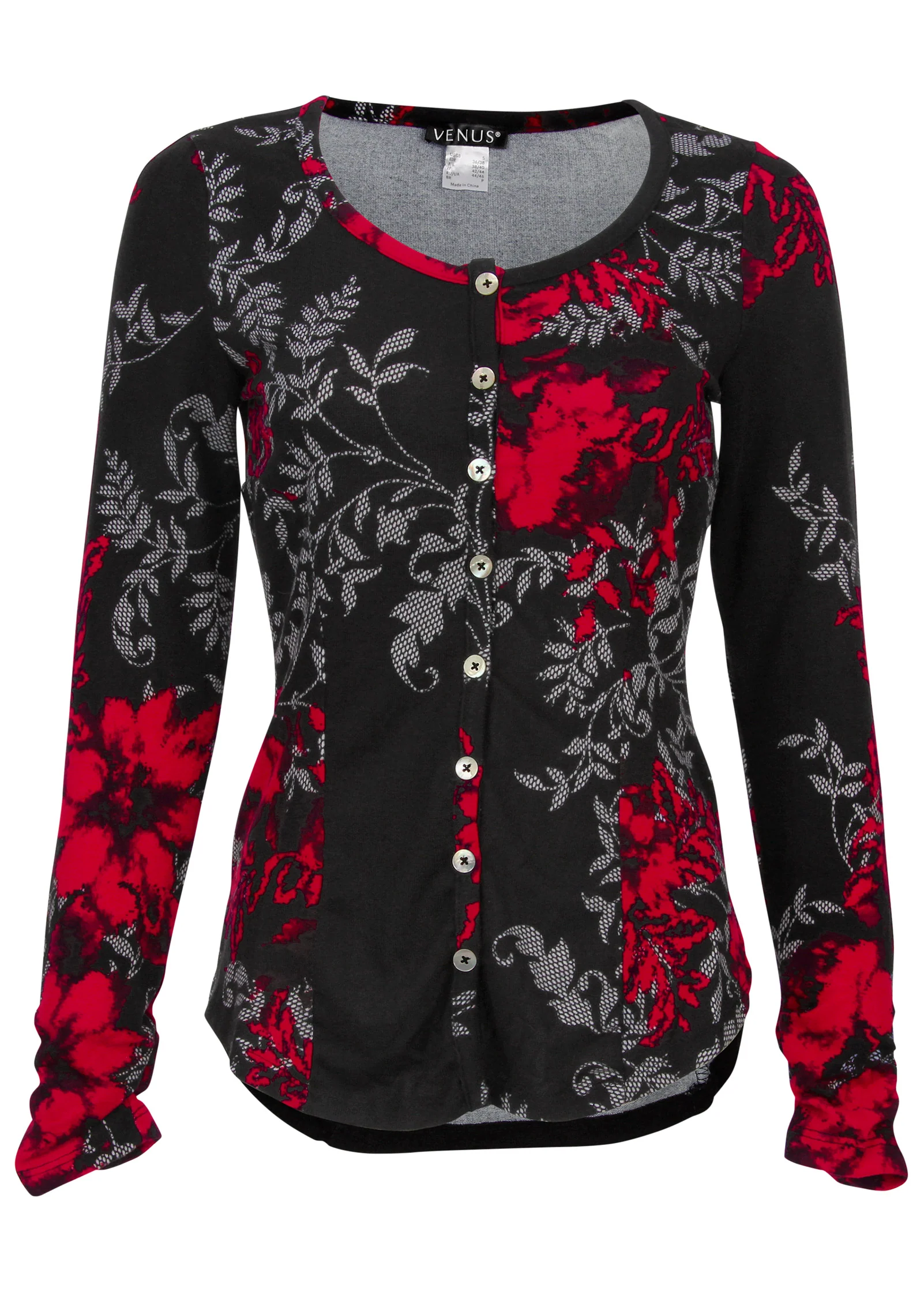 Floral print button down - Red Multi