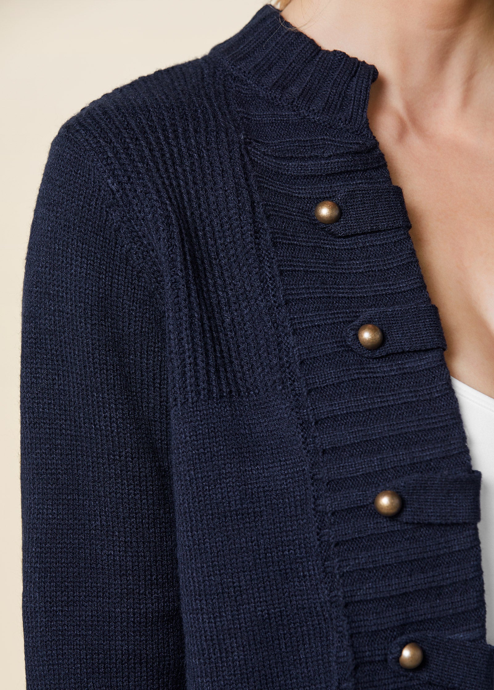 Tab button detail cardigan - Navy