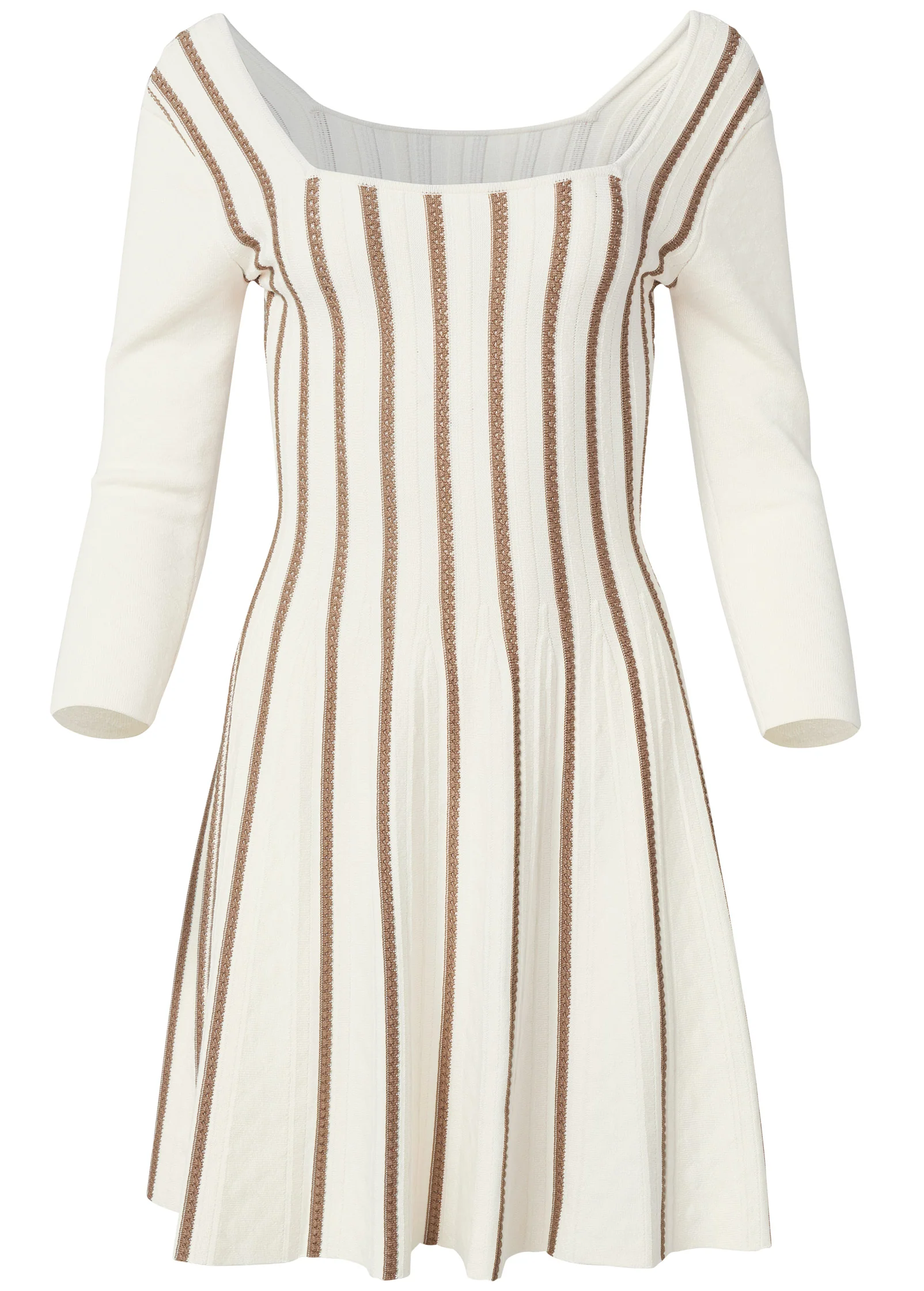 A-line sweater dress  - White & Brown