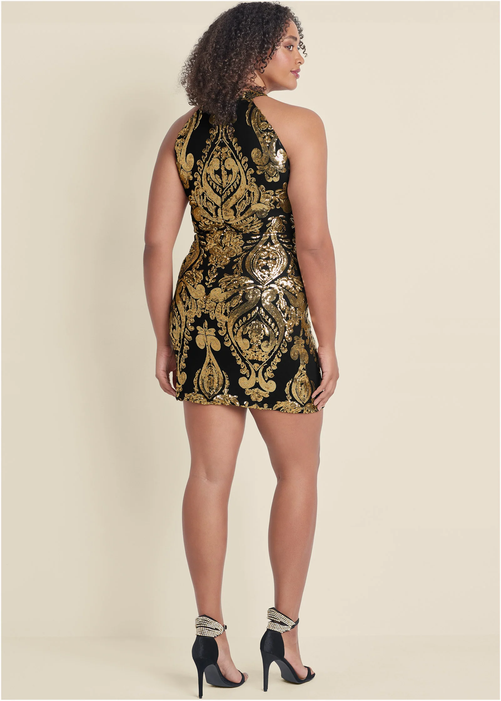 Sequin mini dress - Black & Gold