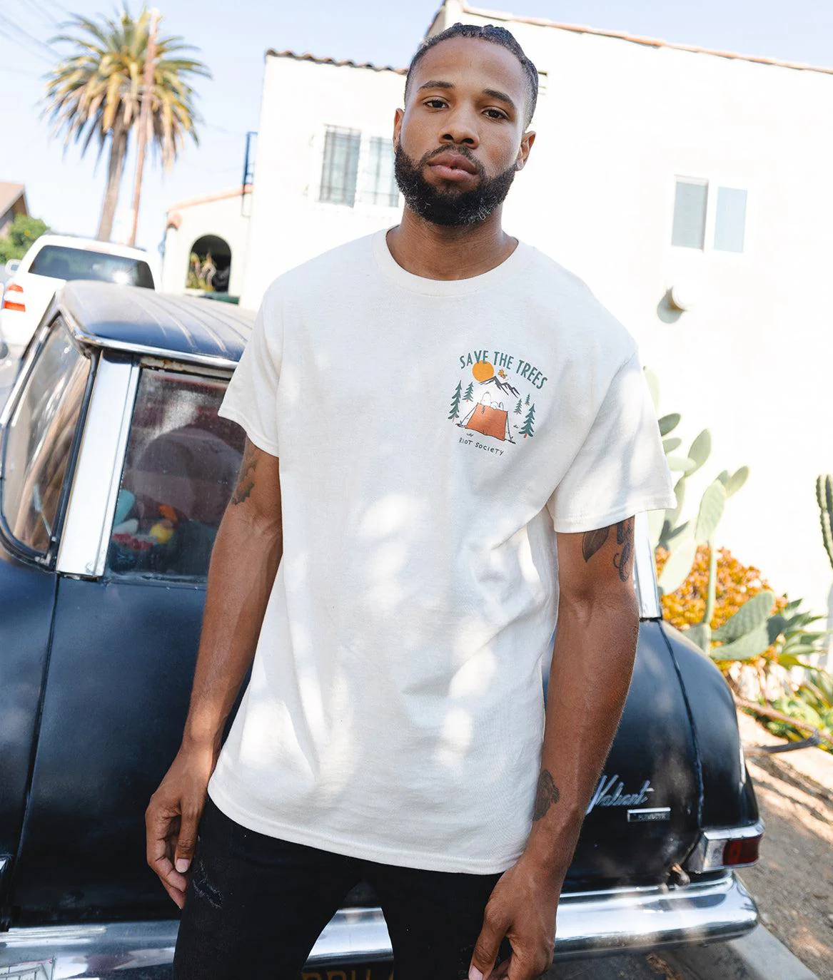 Peanuts Snoopy Save the Trees Mens T-Shirt