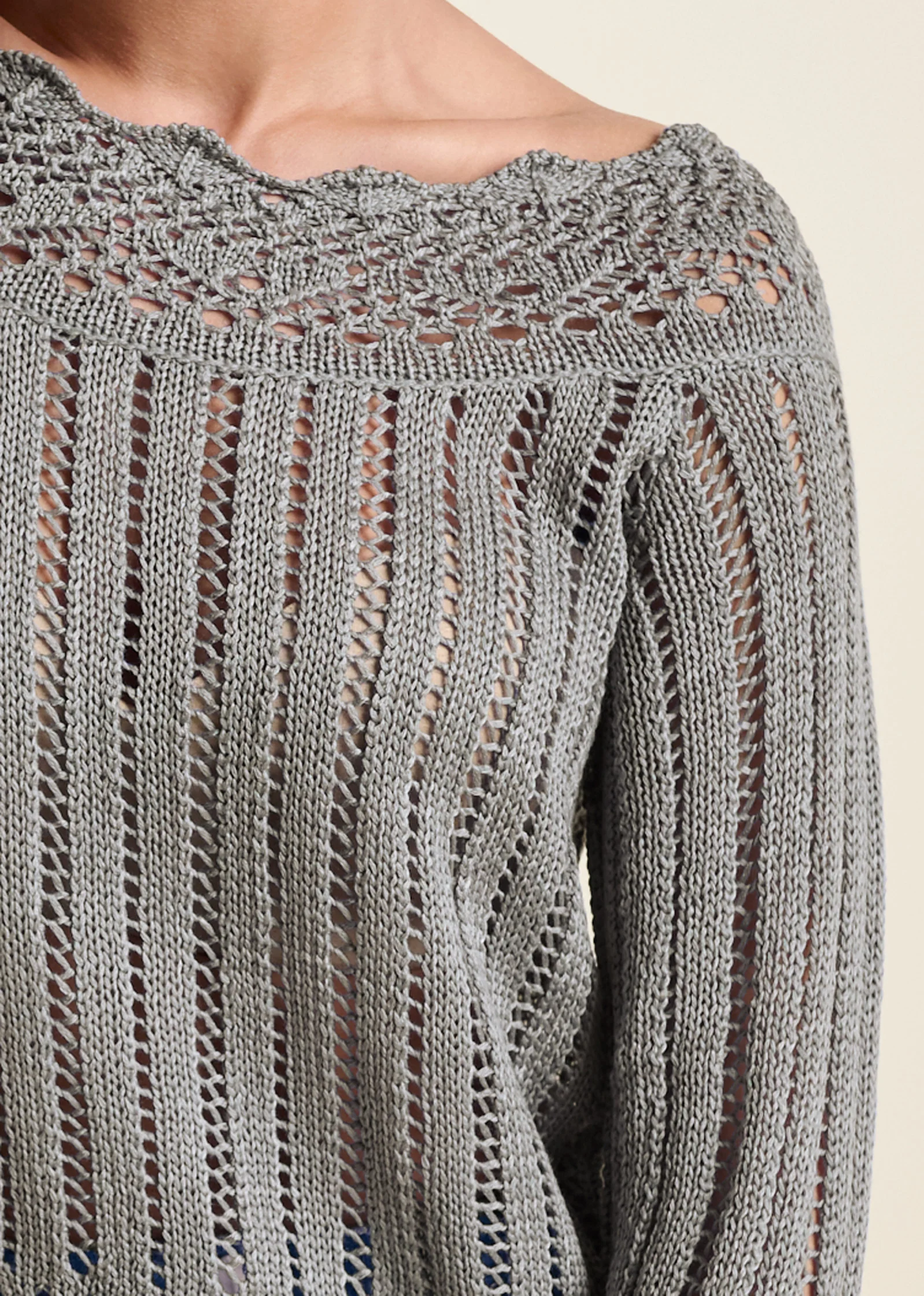 Crochet detail sweater  - Blue