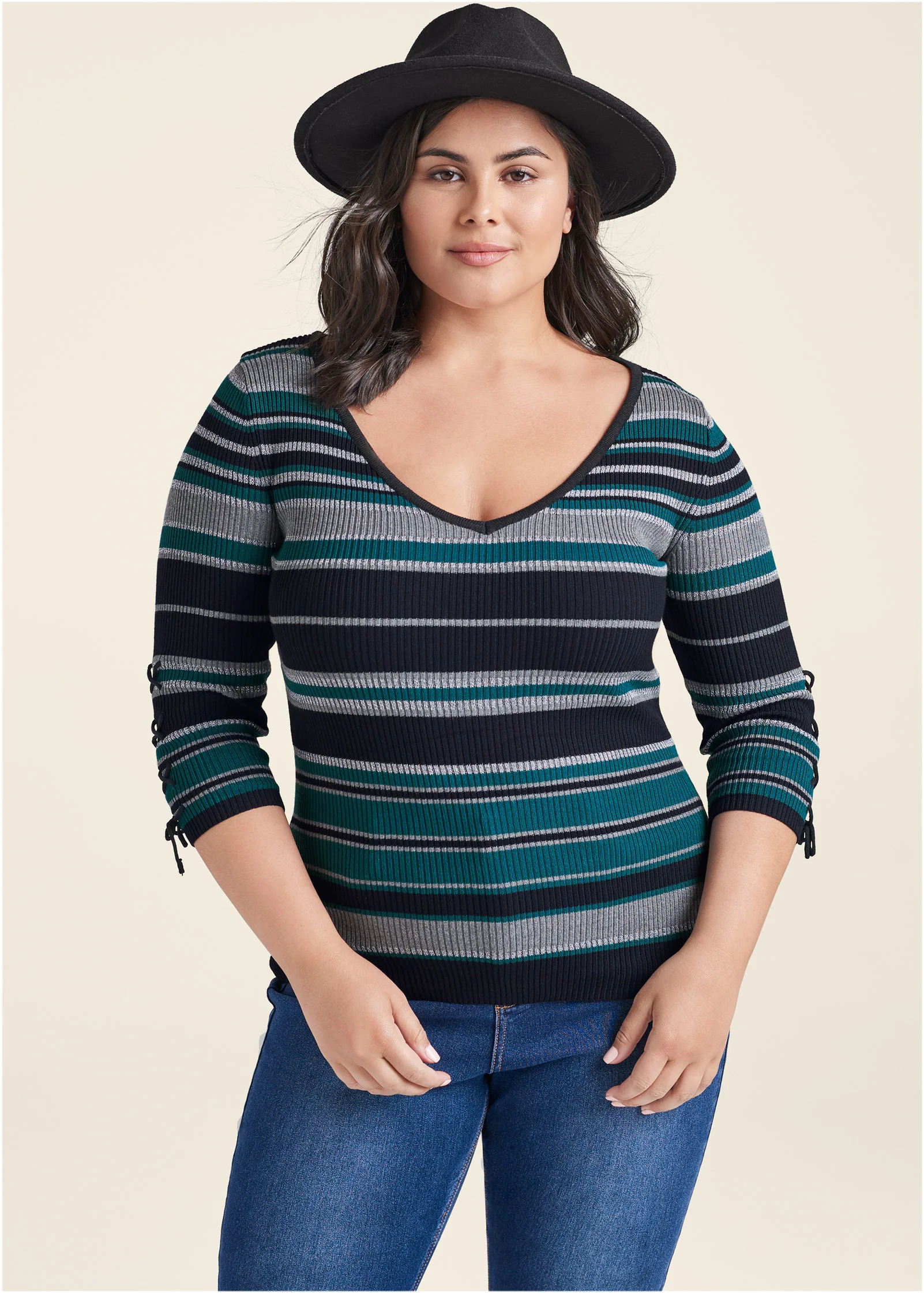 Striped sweater - Black Multi