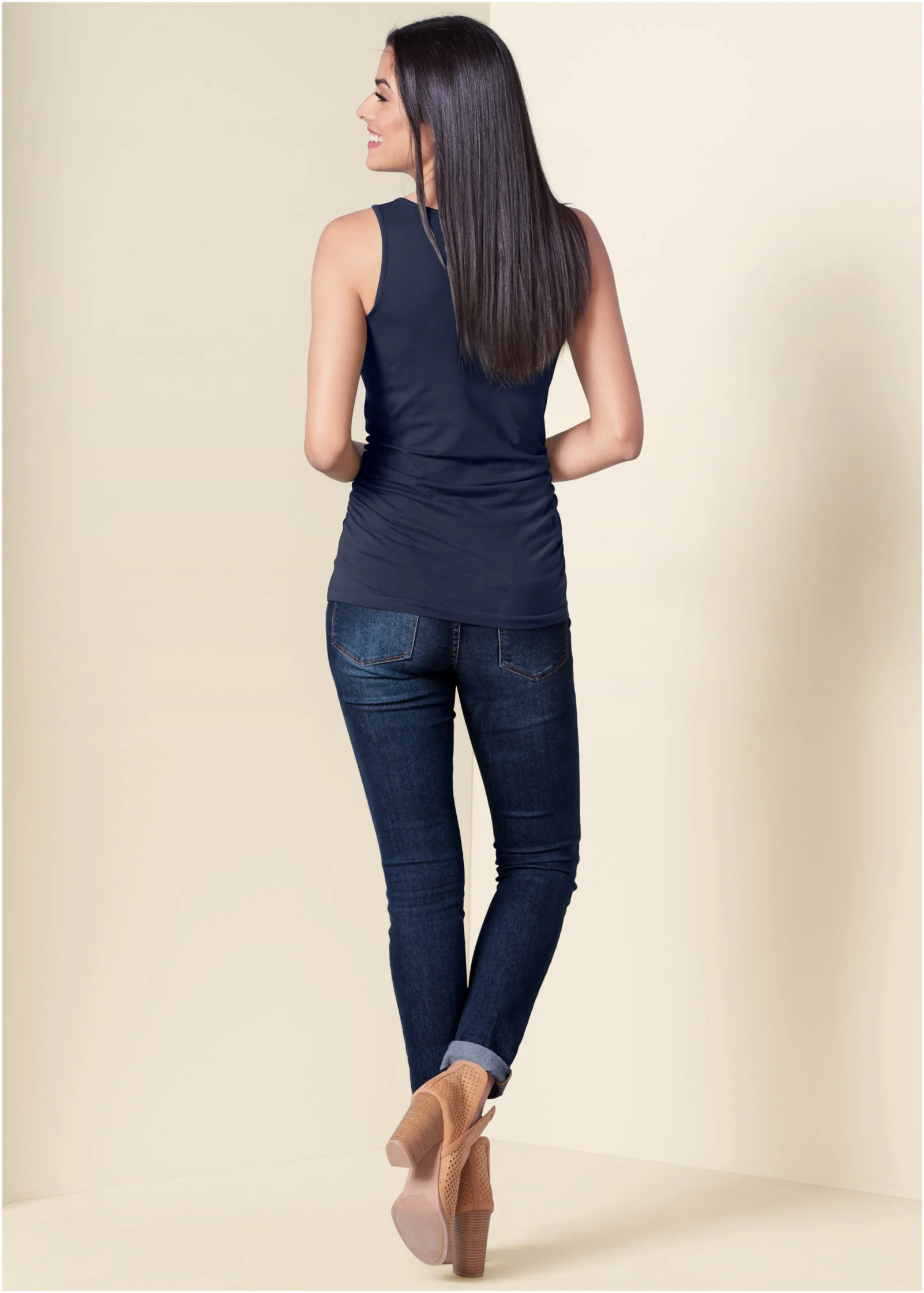 Square neck tank top - Navy