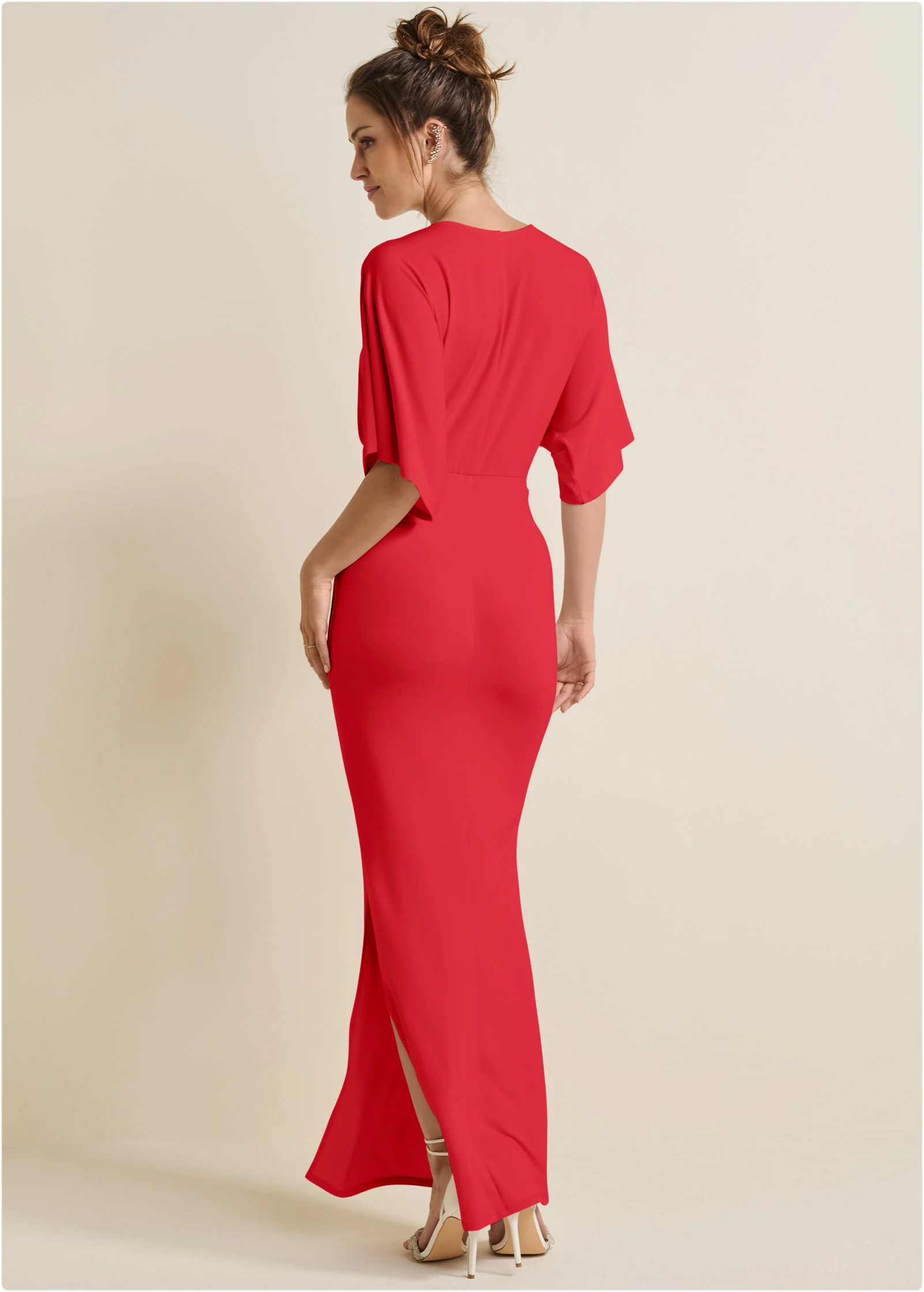 Drape sleeve maxi dress - Red