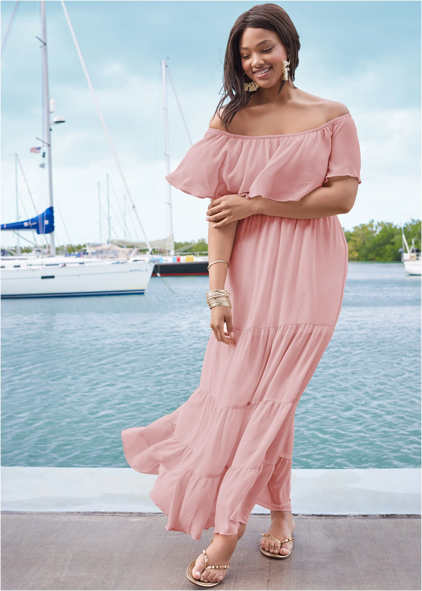 Tiered maxi dress - Blush