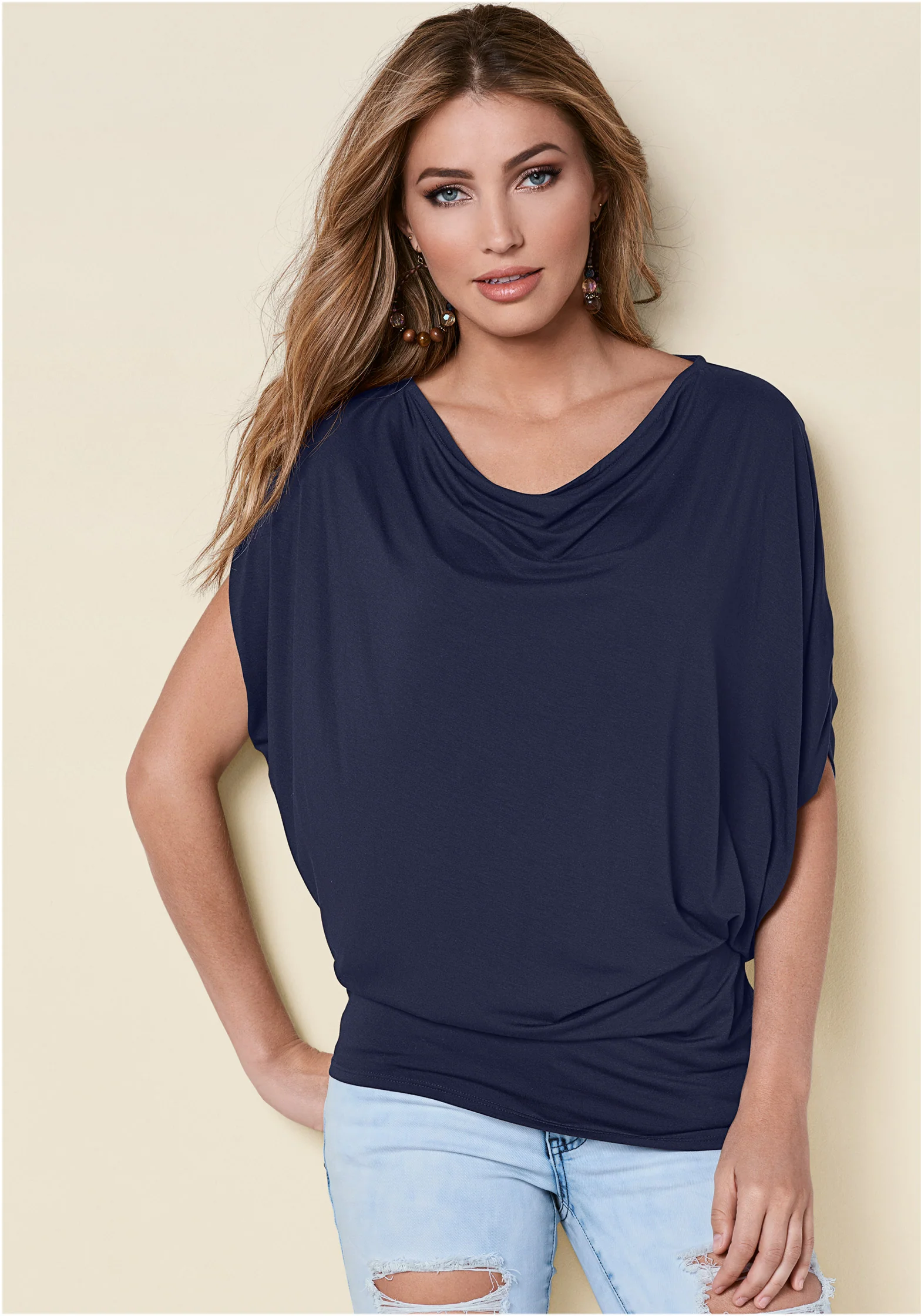 Basic flounce top - Navy