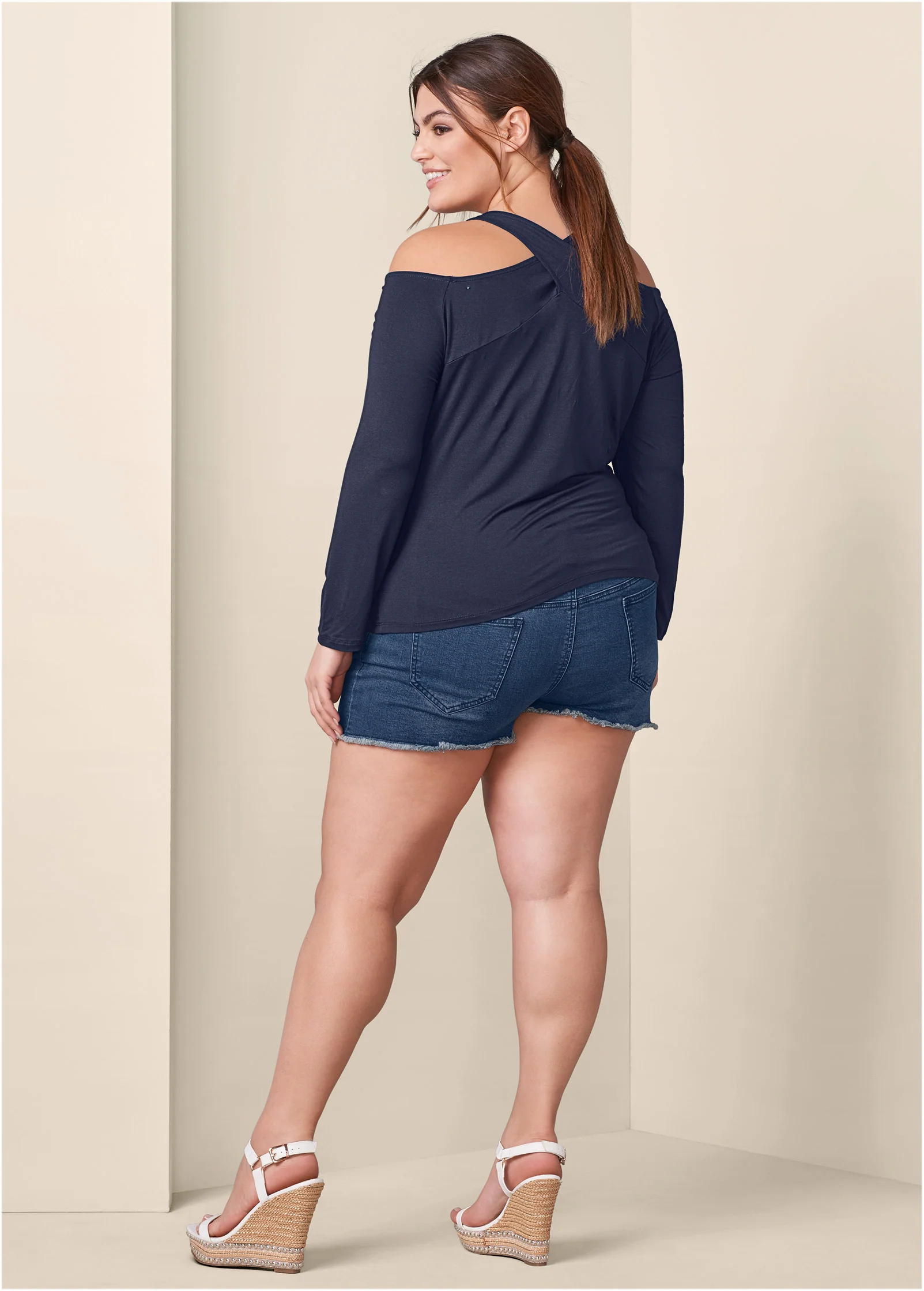 Crisscross neck top - Navy