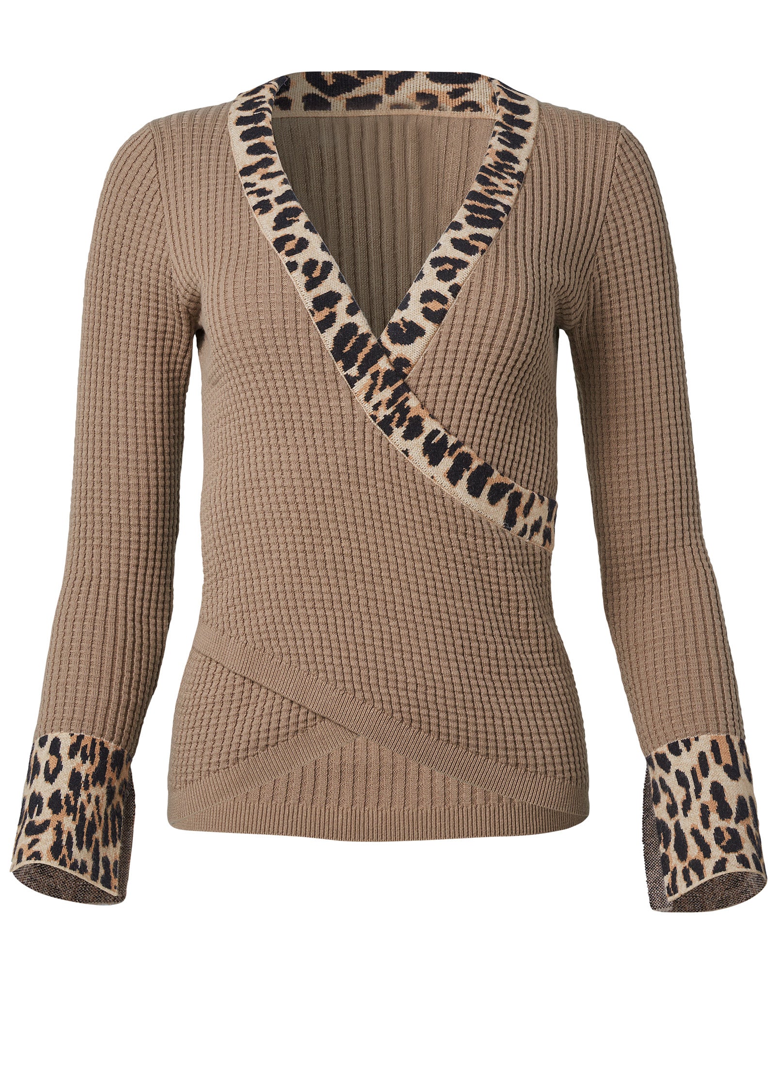 Waffle knit sweater - Tan Multi