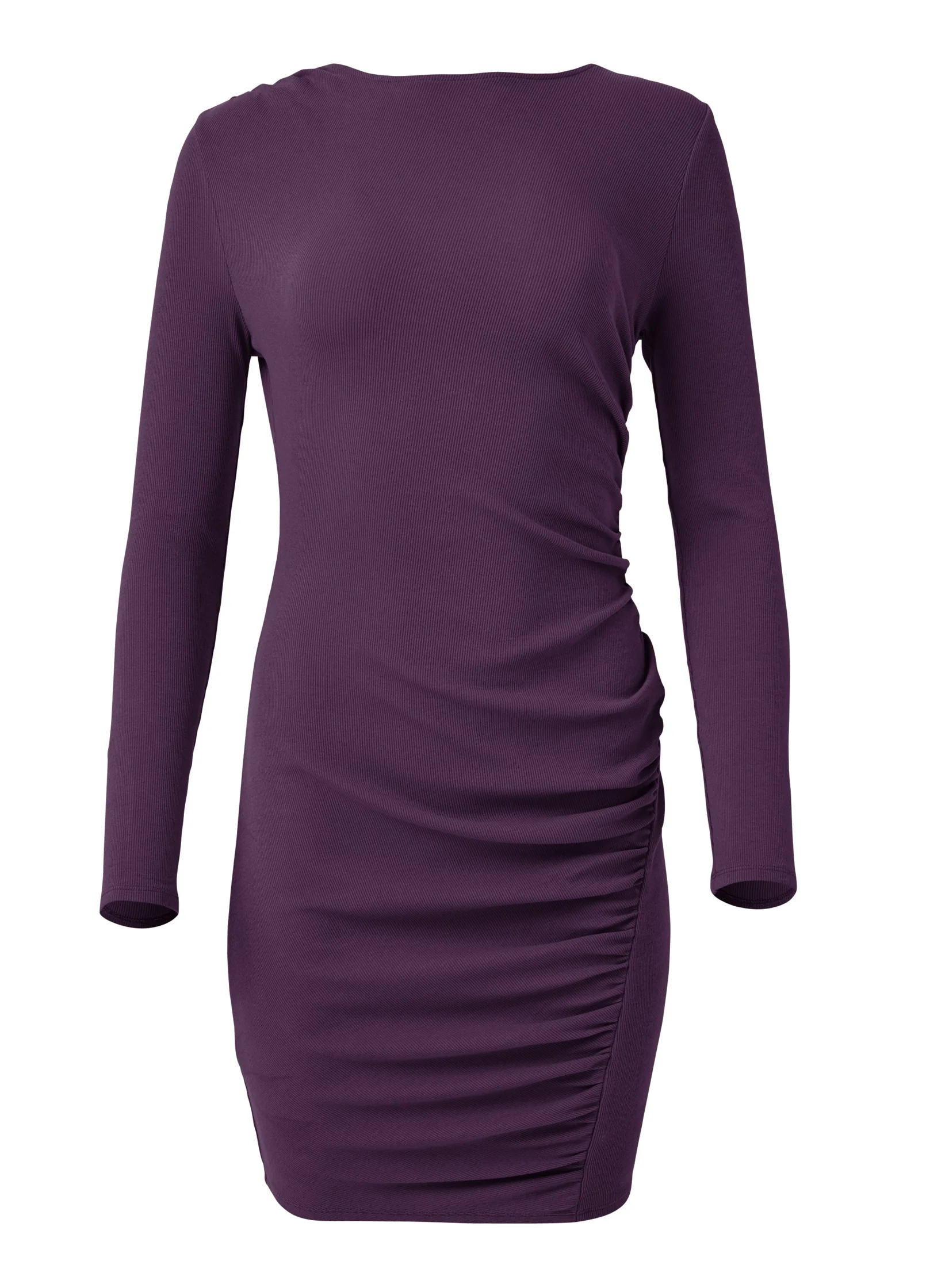 Boatneck bodycon mini dress - Dark Purple