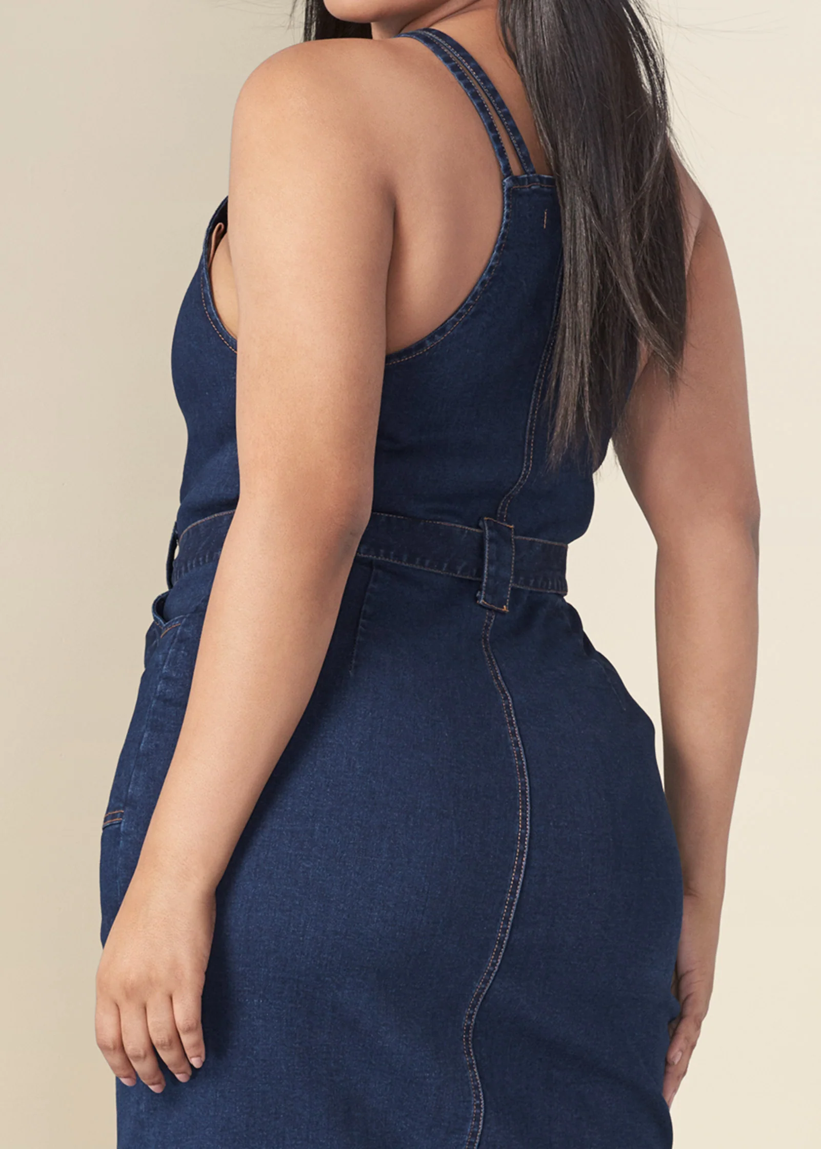 Denim dress with zipper - Dark Wash