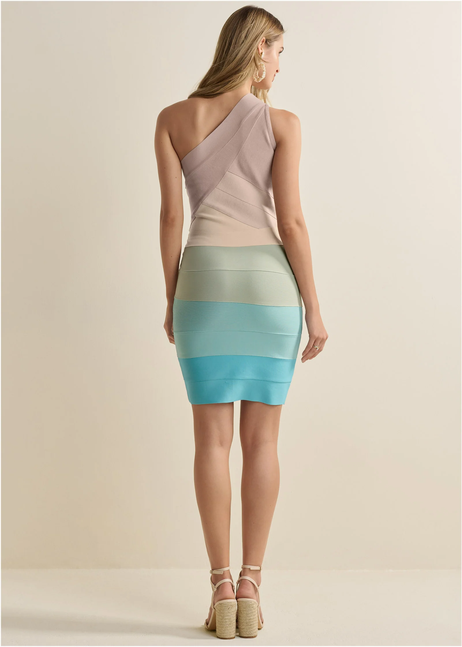 Color block bandage dress  - Brown Multi
