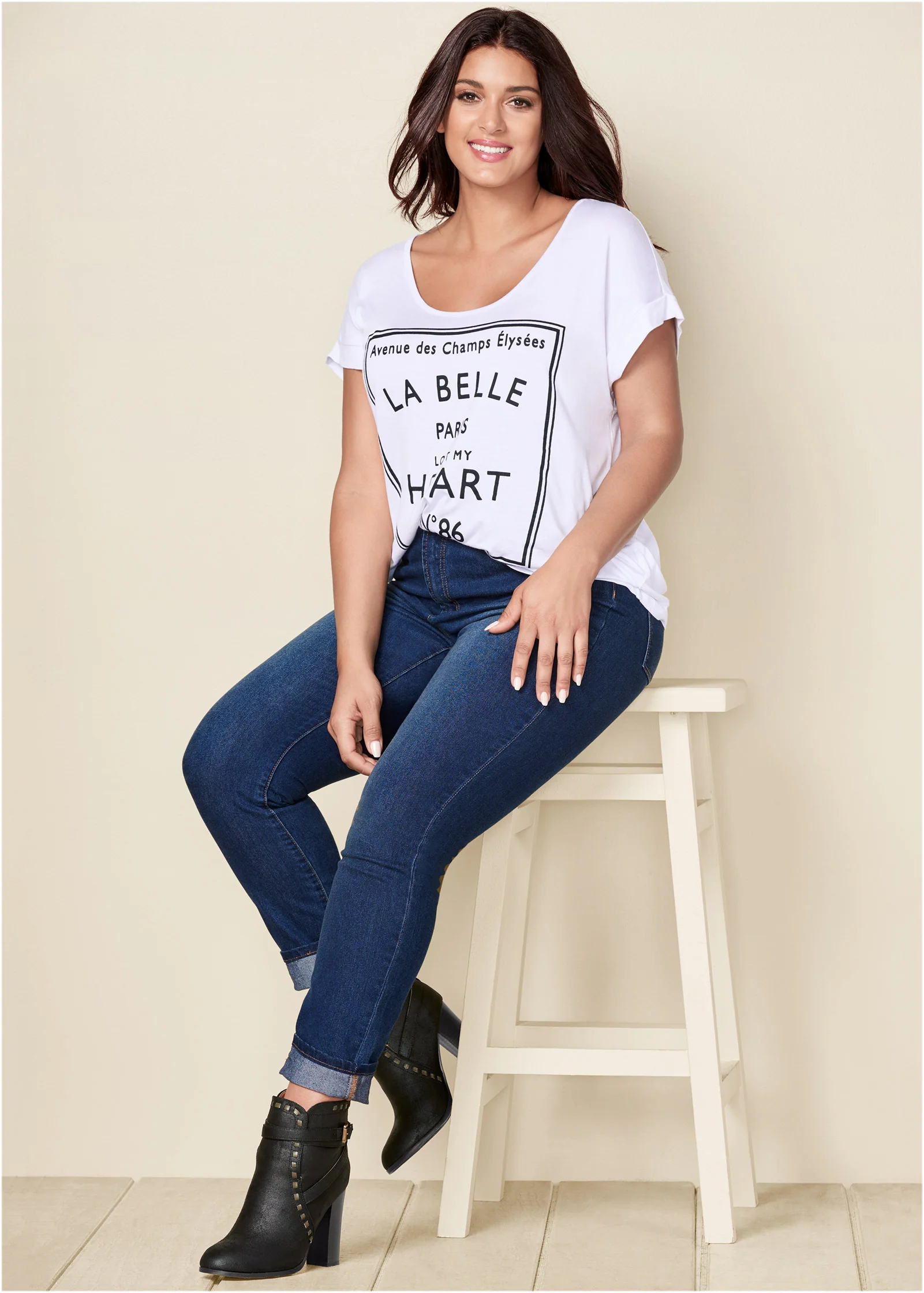 Love print top - White