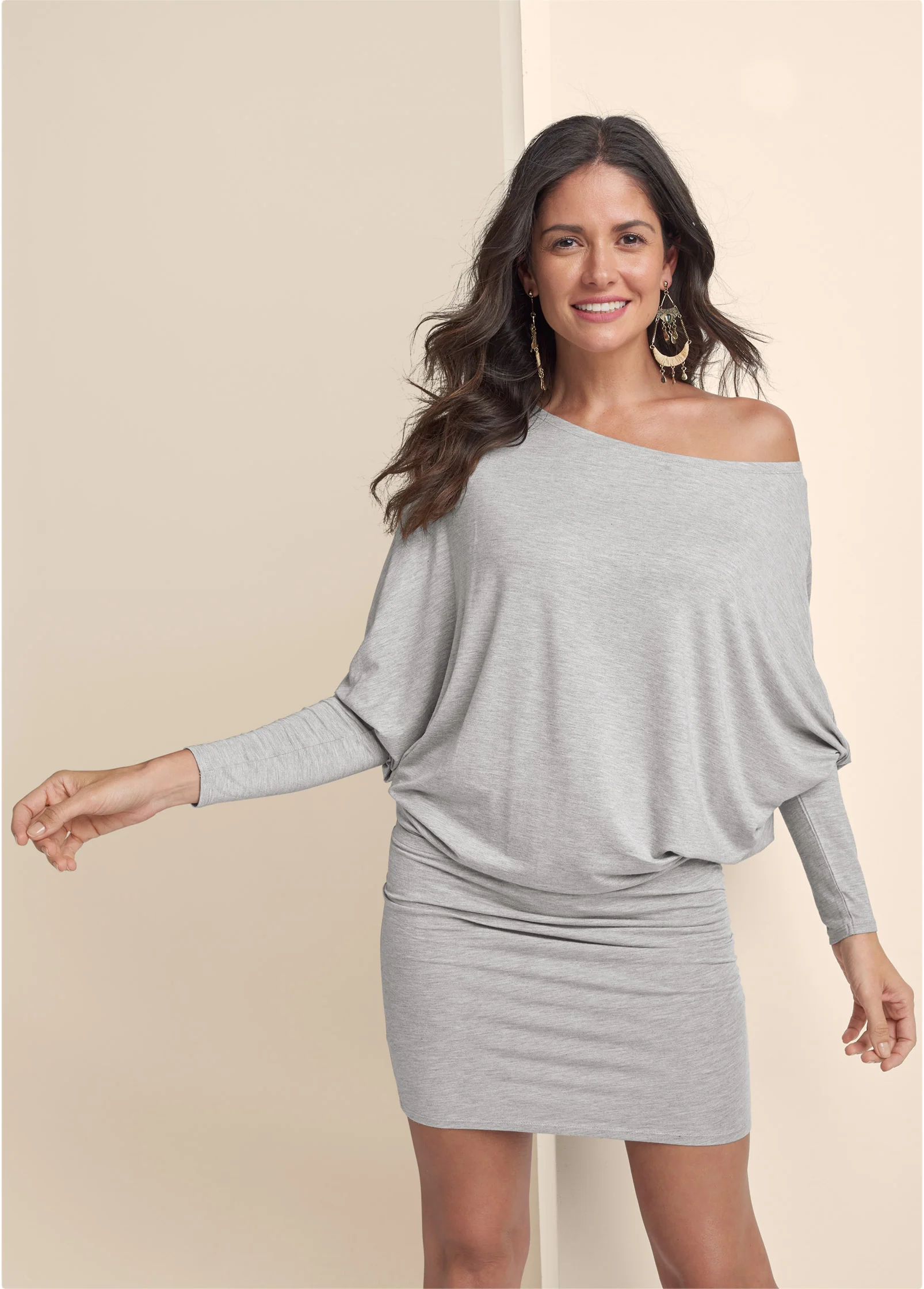 Off-shoulder dress - Heather Grey