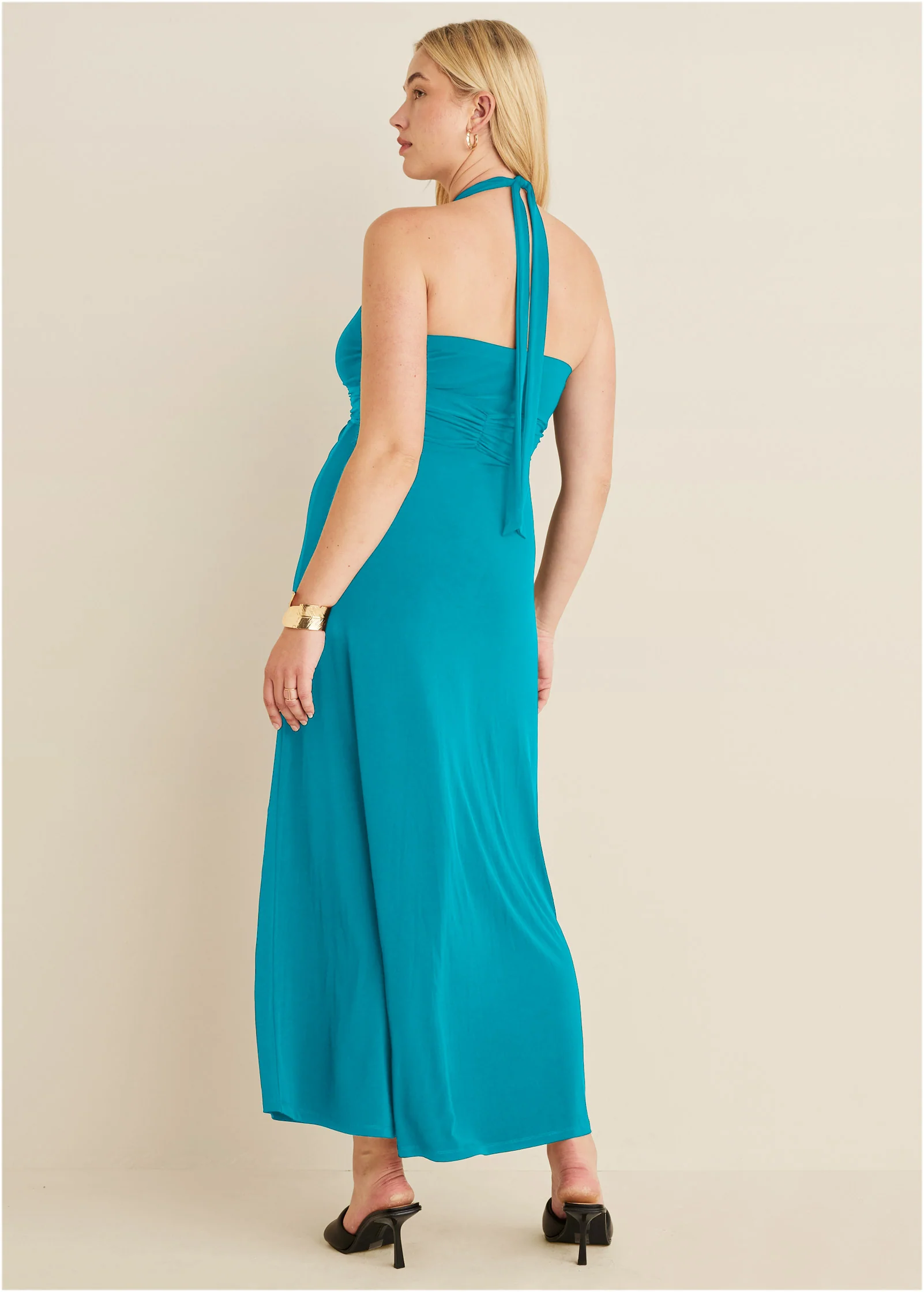 Plunging knot maxi dress - Teal