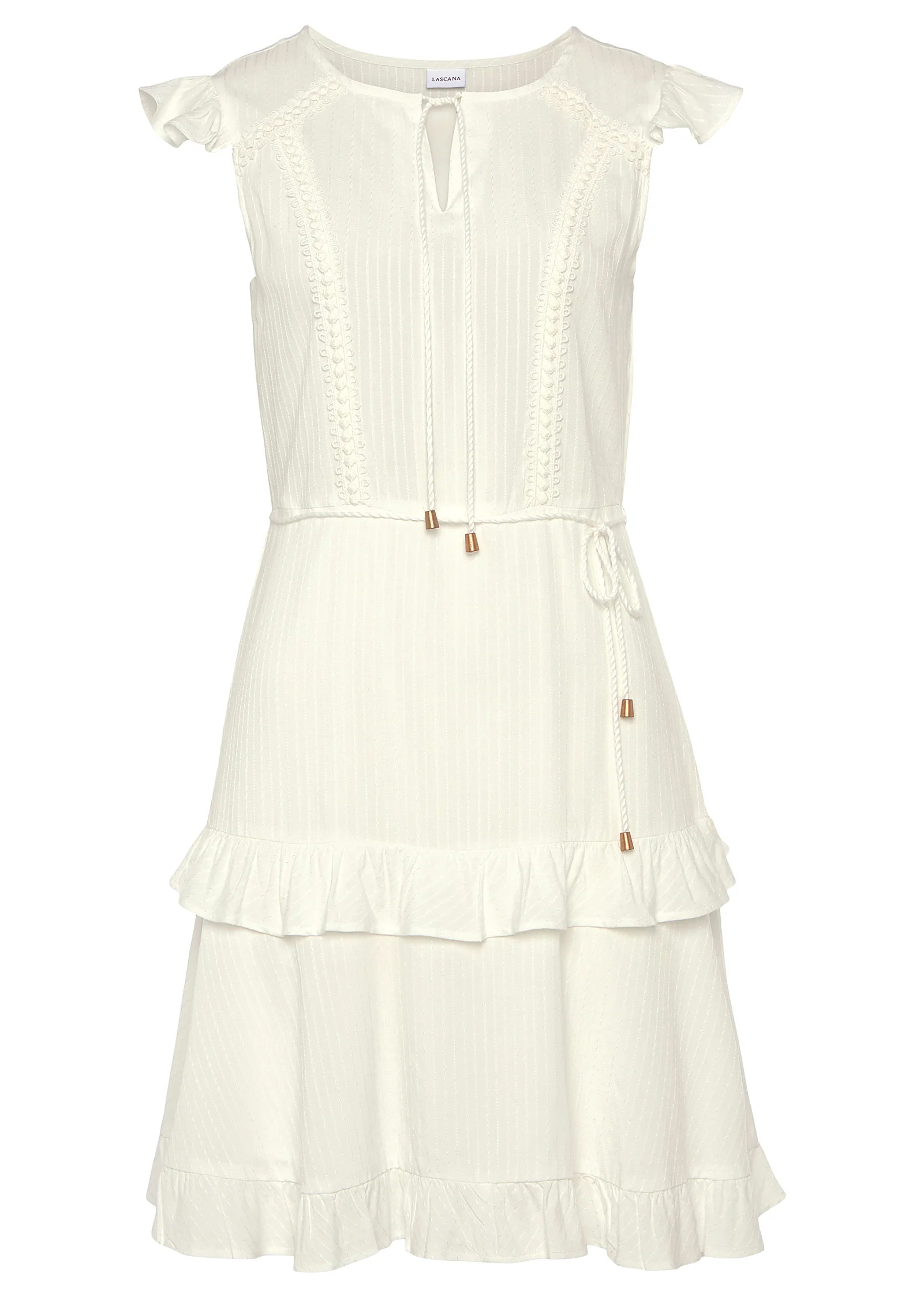 Eyelet ruffle tank dress - White