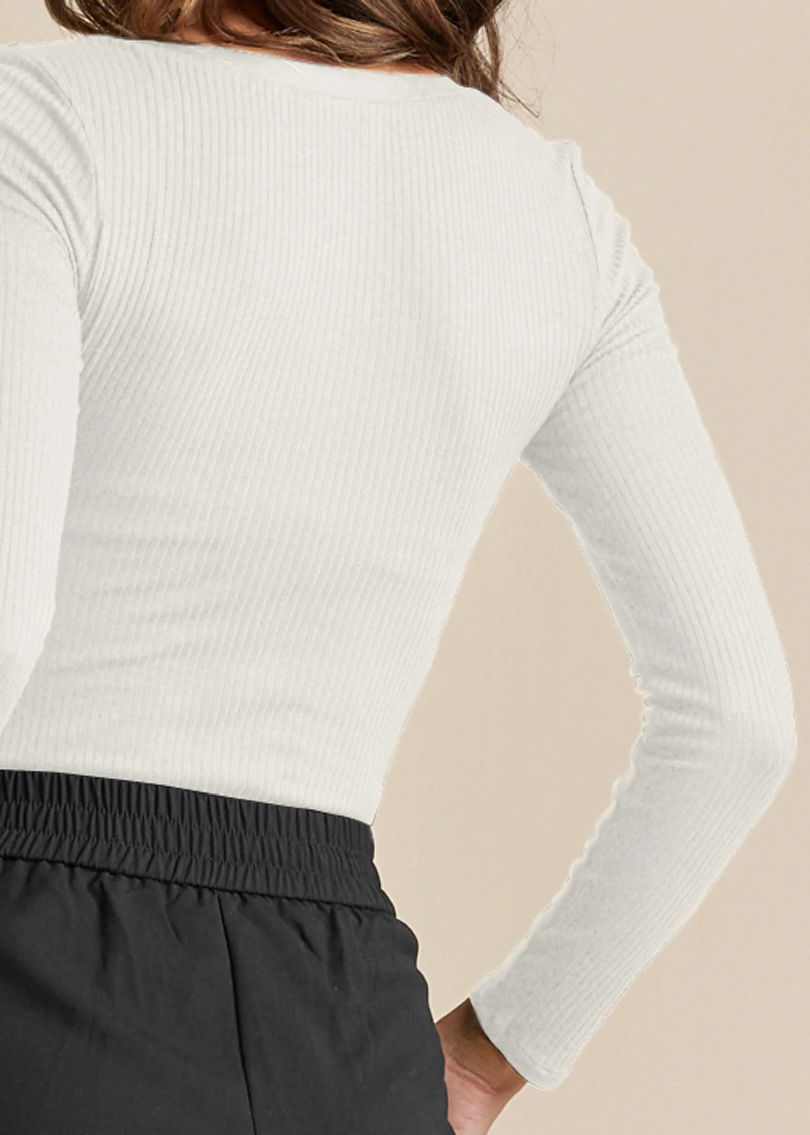 Ribbed Henley top - Off White